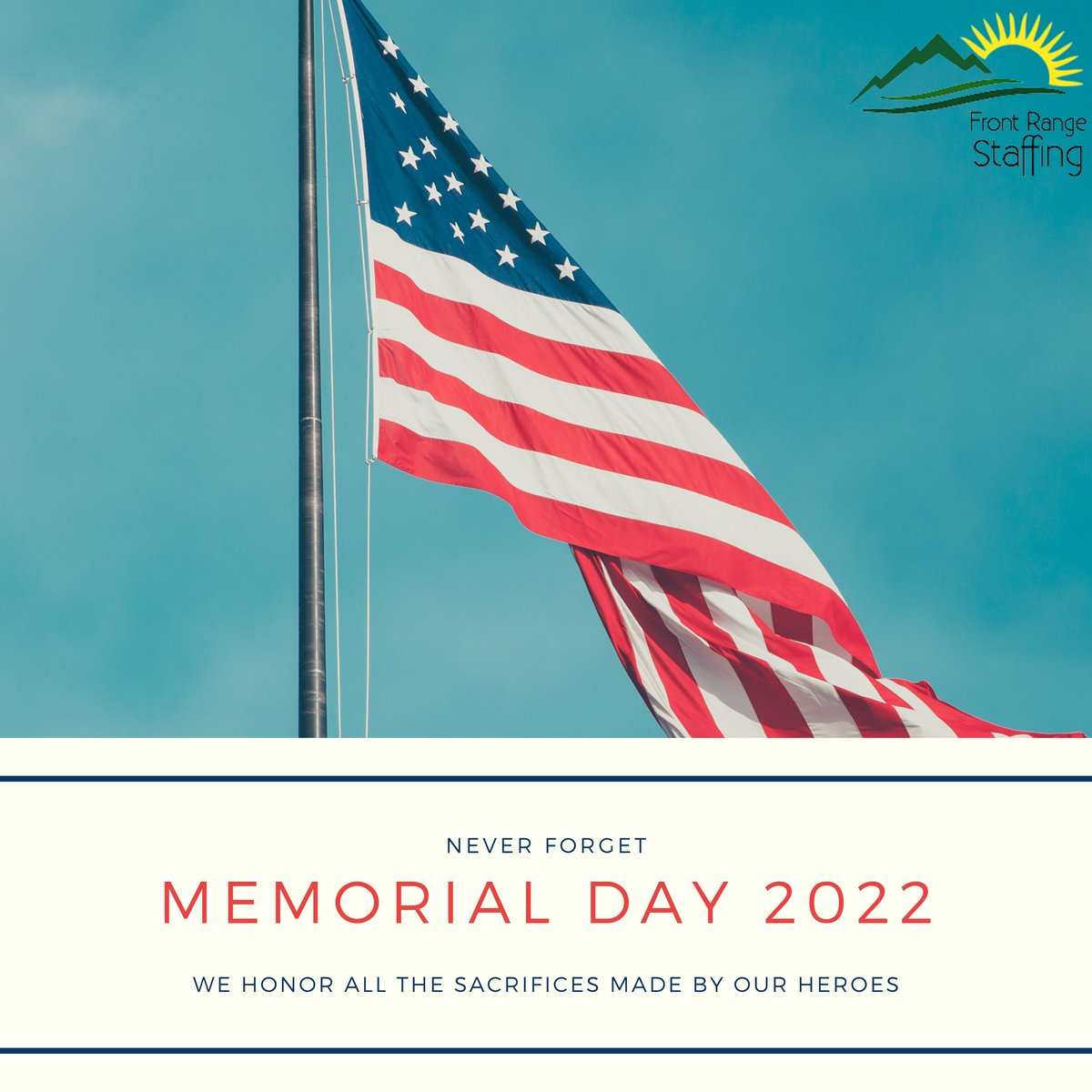 This Memorial Day, don't forget to remember and honor those who made sacrifices for our country. We hope you have a safe and fun holiday!
#colorado #coloradosprings #719 #staffing #coloradostaffing #hiring #jobseekers #staffingagency #memorialday #coloradospringslocalbusiness