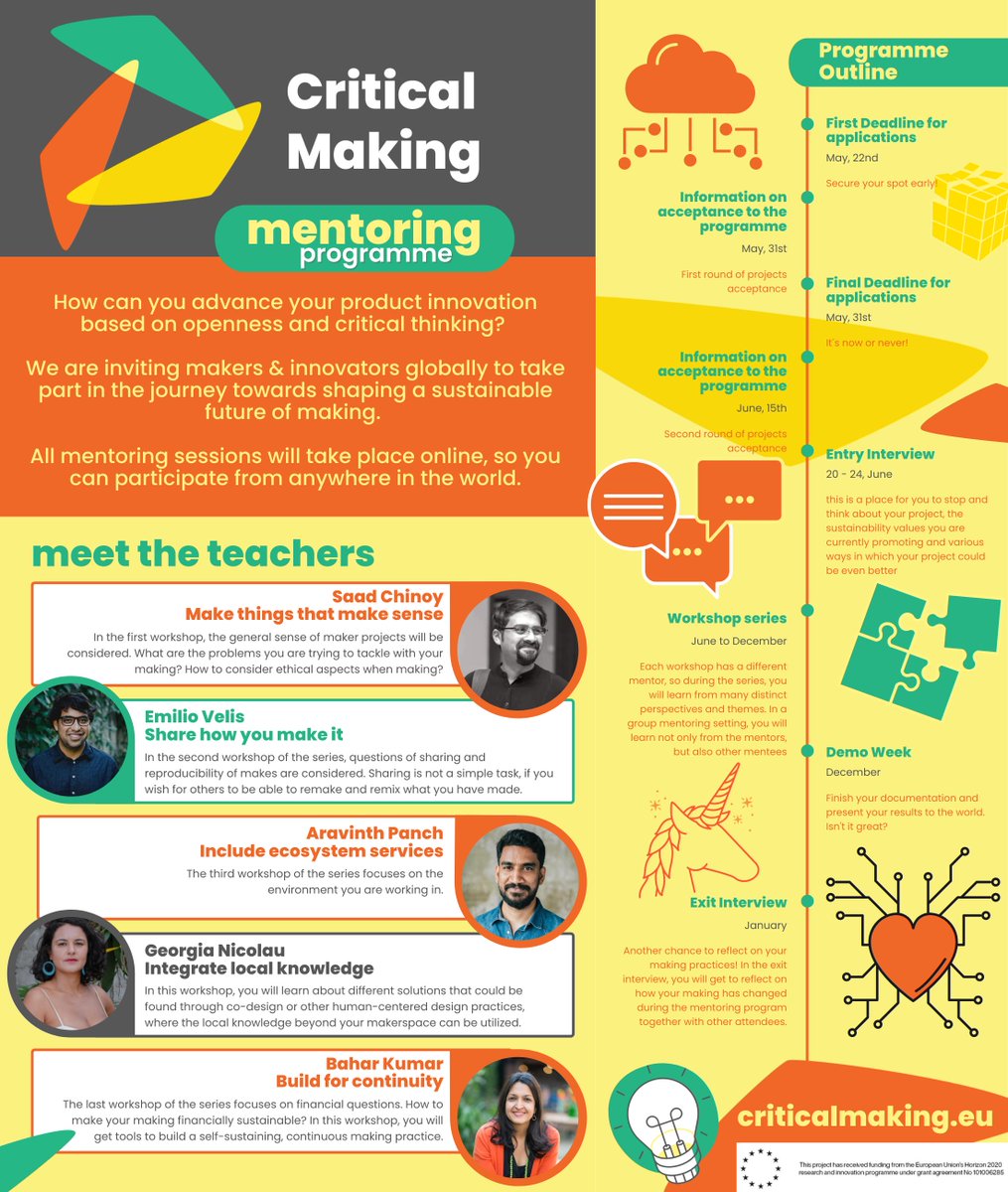 weareGIG's tweet photo. The @critical_making call for applications closes in less than 24 hours. Here's an overview of what to expect after you get in! https://t.co/5kbVvbHEIf #innovation  #EnvironmentalSustainability #OpenScienceHardware @emilio https://t.co/qteWI0xM7x