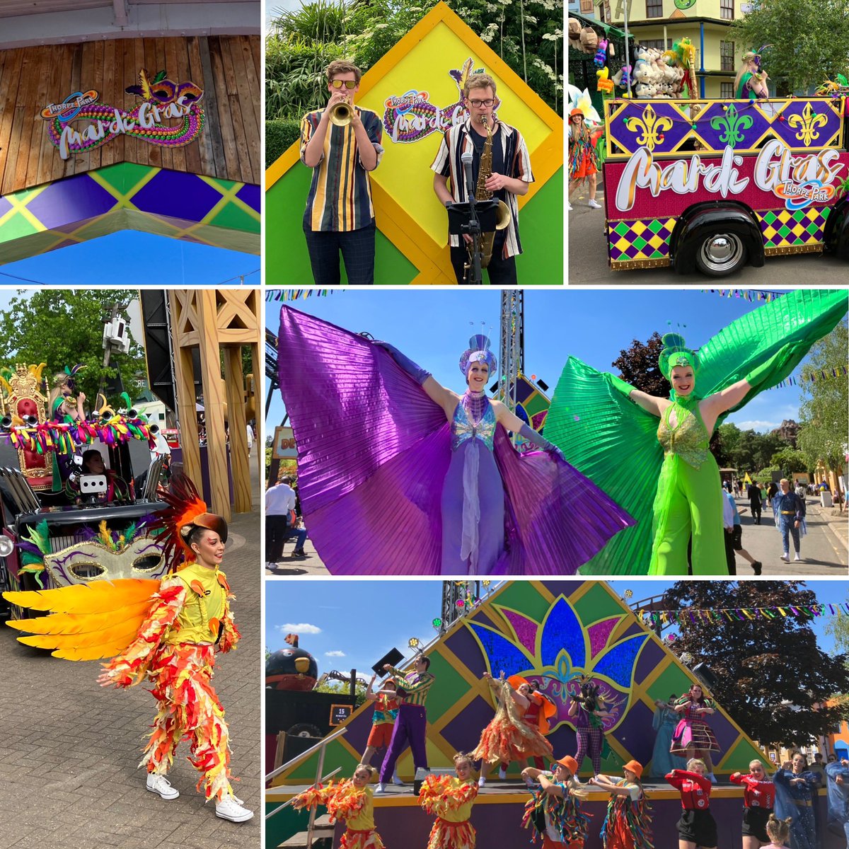 sayhellotorich's tweet photo. Popped into @THORPEPARK for #MardiGras on Sunday for a full on colour blast bonanza with a burst of brass on top! #ExplodeWithColour #GetDatThrill #LetTheGoodTimesRollercoaster https://t.co/O3oMZoDaqP