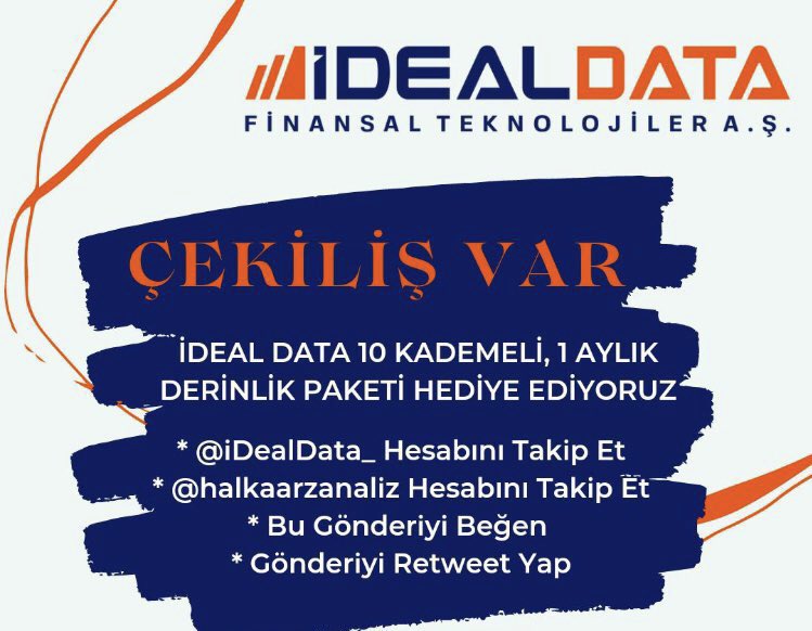 Halkaarzanaliz's tweet photo. 📢 Sayfamda derinlik/AKD paylaşımlarını yaptığım İDEAL DATA’ya ait 10 kademe derinlik paketini sizlere çekiliş ile hediye etmek istiyoruz.

✅Beğen-RT yap
✅Takip et ⤵️

👉 @iDealData_
👉 @Halkaarzanaliz

#halkaarz #borsa #imaş #europen #şeker

Telegram 👉 https://t.co/LepUaqWIgZ https://t.co/jGDSbA2Lf8