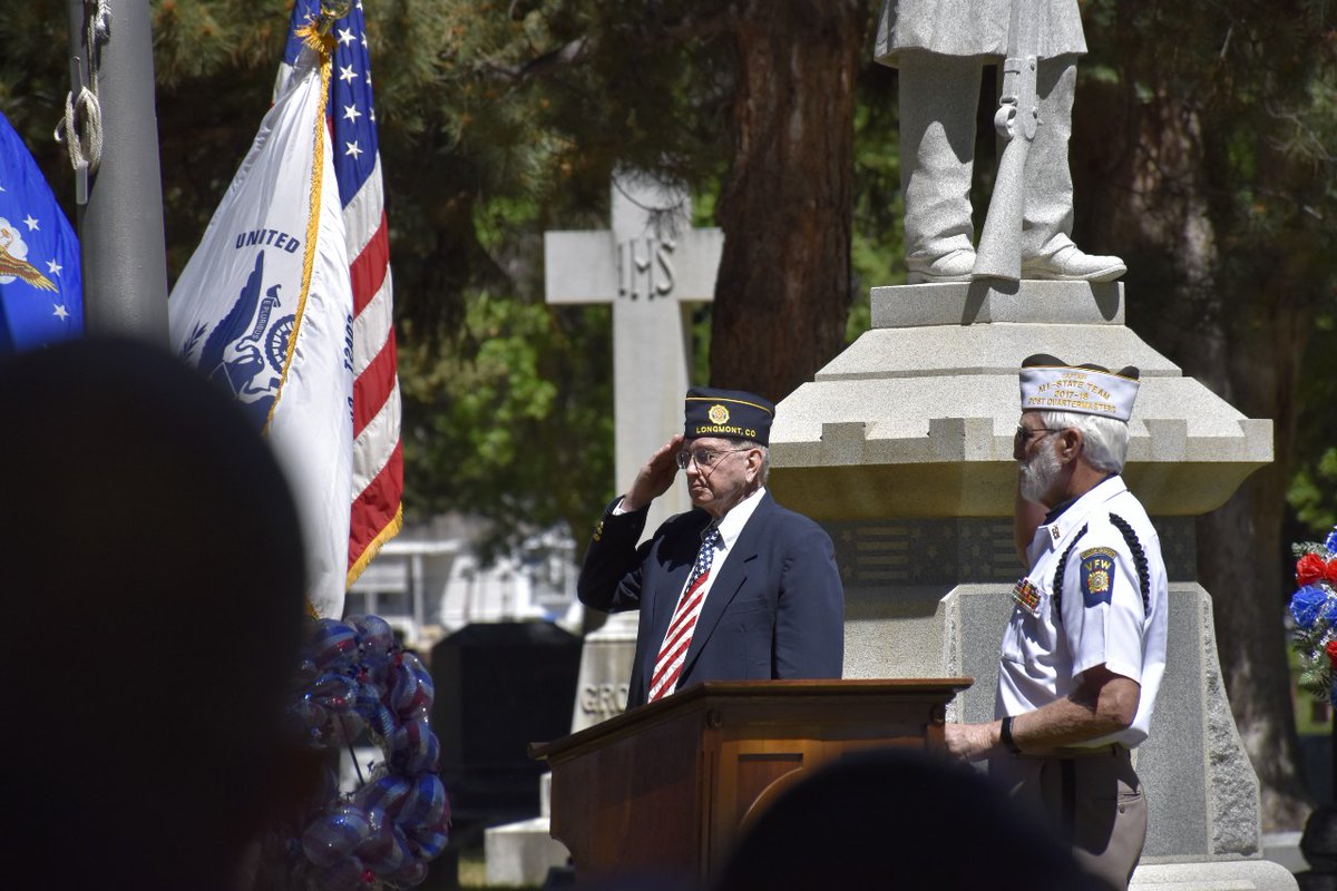 "As we gather this Memorial Day, let each of us in our own way remember those who have made the supreme sacrifice," said Leon Bartholomay at a Mountain View Cemetery ceremony in #Longmont. Story to come.