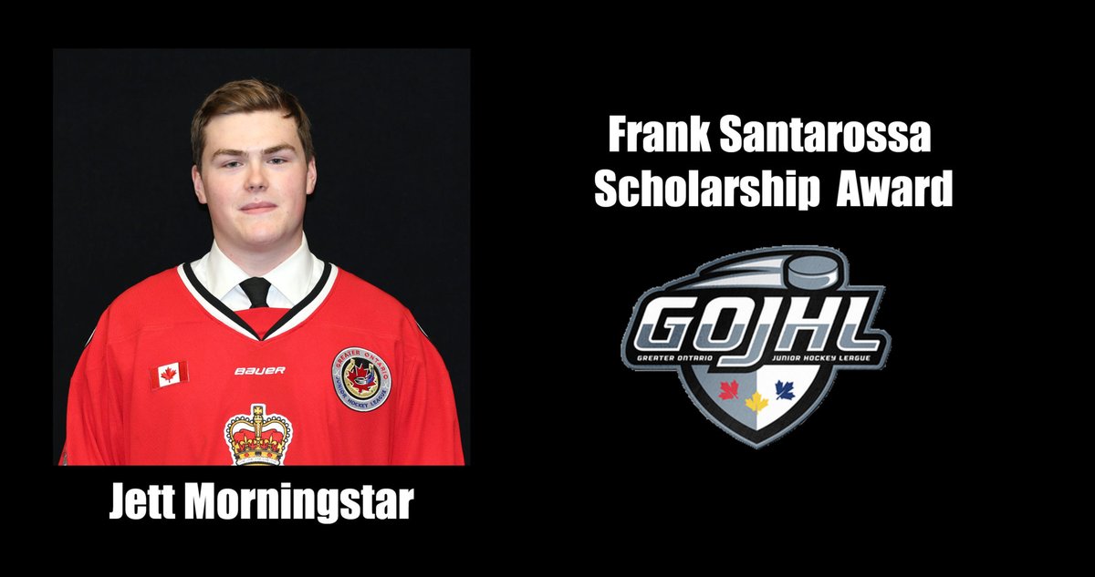Jett Morningstar of <a href="/SLegionnaires/">Sarnia Legionnaires</a>  has won the Frank Santarossa Scholarship Award for players with outstanding academic achievements while playing in the GOJHL. Morningstar is enrolled in the Criminal Justice &amp; Public Policy program at the University of Guelph.