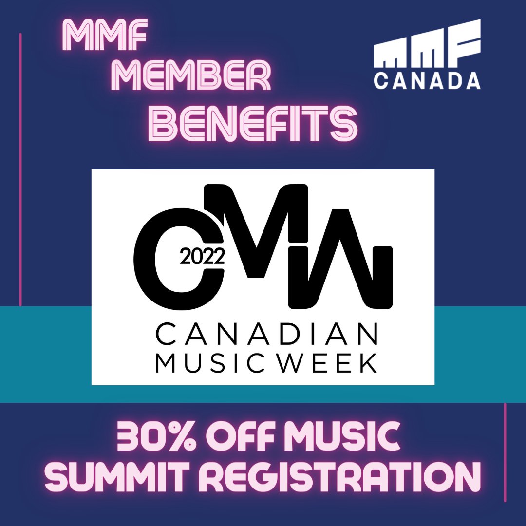 MMFCanada's tweet photo. Exclusive #MMFCanada Member Benefit!
30% OFF CMW Summit Registration. Log into your account, click the Member Discounts & Events Tab, and redeem! 💯
See you there !
https://t.co/vz64RcrgnL
#CMW
#CanadianMusicWeek
#MMFConnect https://t.co/q4C0pavrON