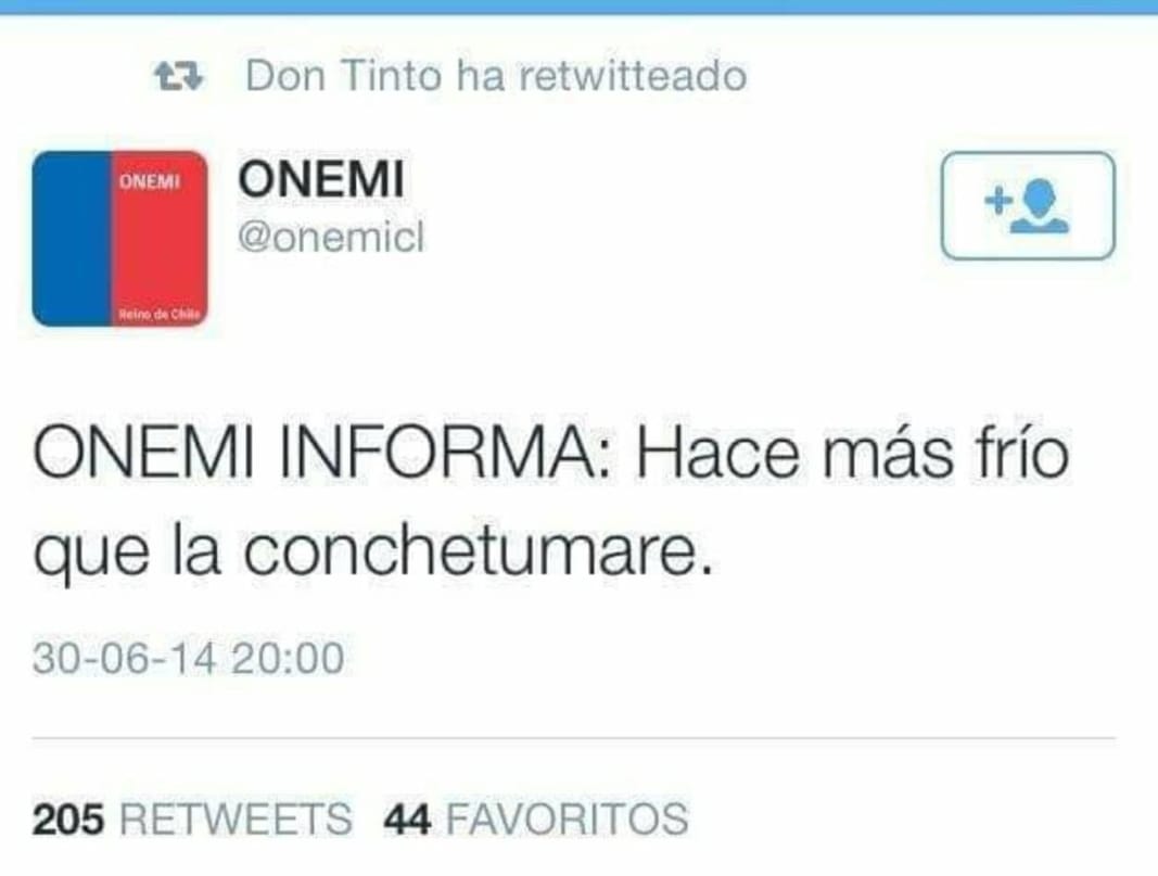 #Onemi <a href="/onemichile/">Ex ONEMI</a> #Frío