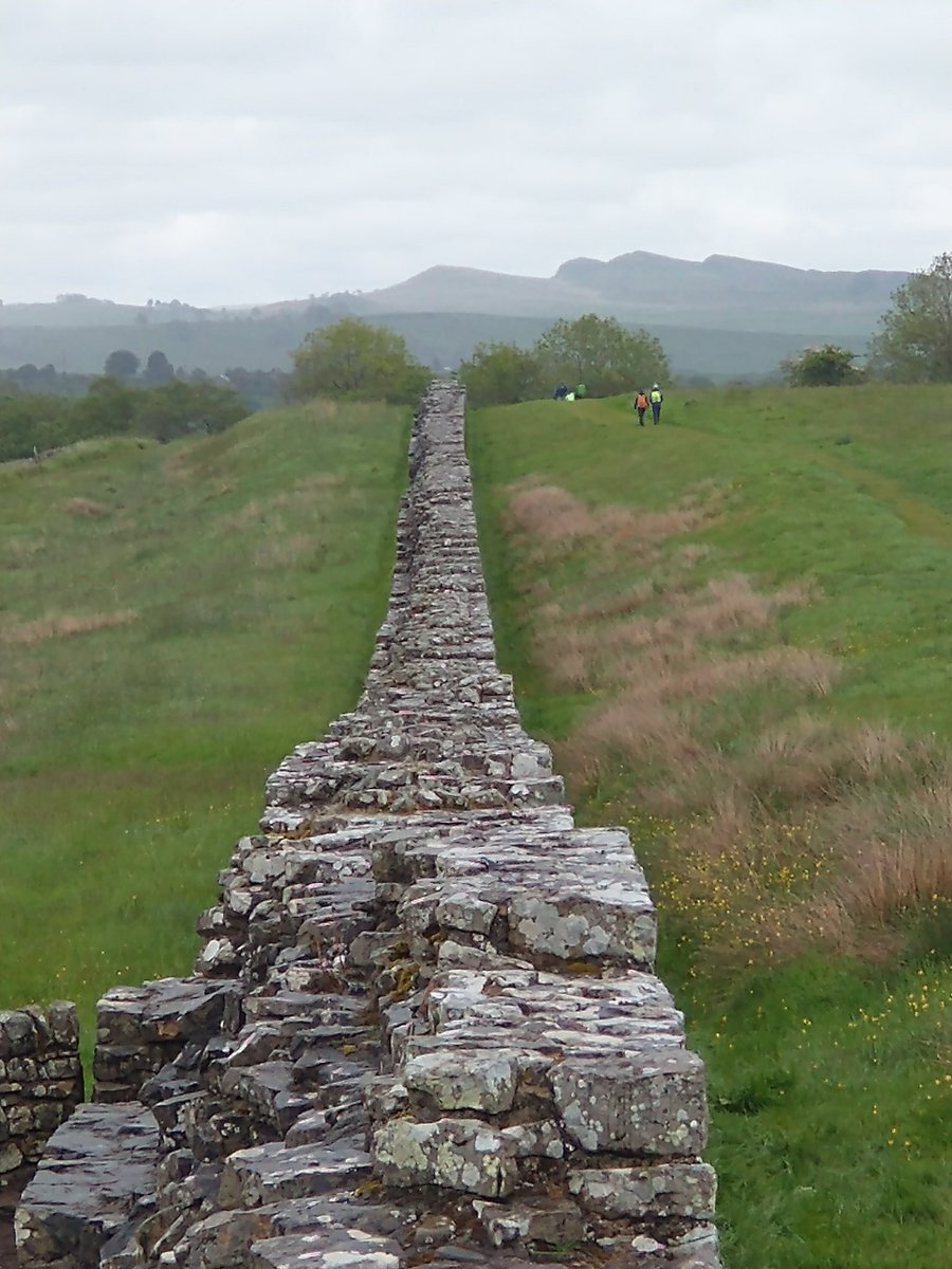 Drex80's tweet photo. 20 rather moist miles with @Elzedee on stage 2 of #hadrianswall path between Carlisle and Gilsland. A pigeon showed us the way to the first visible section of the wall itself, then @EnglishHeritage #birdoswald fort. Currently enjoying dinner and cider at #samsoninn. #hwpath https://t.co/Tx9Z3FjAql