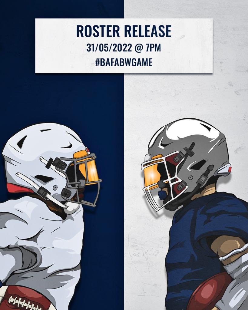 BAFAOfficial's tweet photo. This Wednesday at 7pm we will be releasing the full roster for the GB Lions Blue v White Exhibition game. Who are you hoping to see on each team? Let us know in the comments below ⬇️ 
🏈💙🤍
#britishamericanfootball https://t.co/7pEViTAlcJ