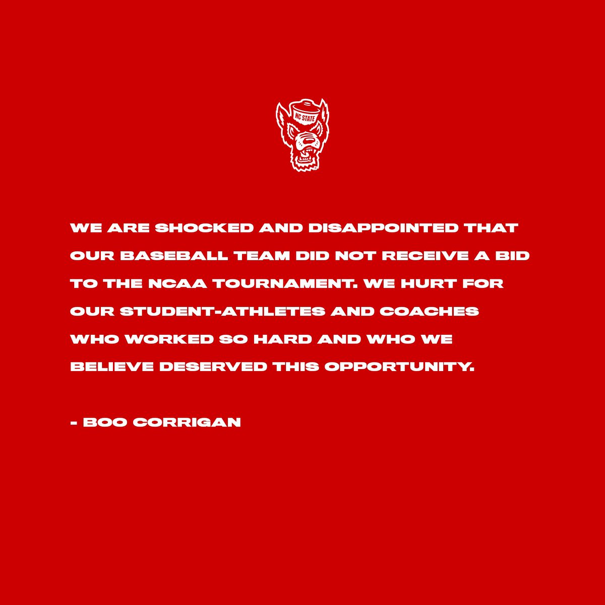 PackAthletics's tweet photo. A statement from Director of Athletics Boo Corrigan: https://t.co/elgwIApryz