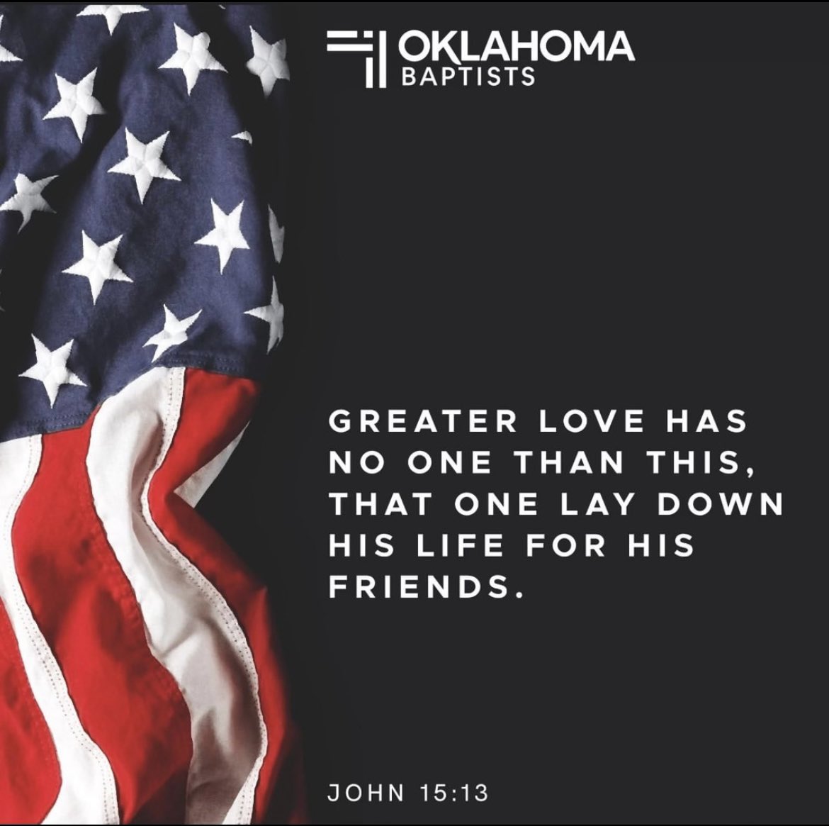 OKBaptistMen's tweet photo. “Greater love has no one than this, that someone lay down his life for his friends.”
John 15:13 ESV https://t.co/nzNdsZT9ED