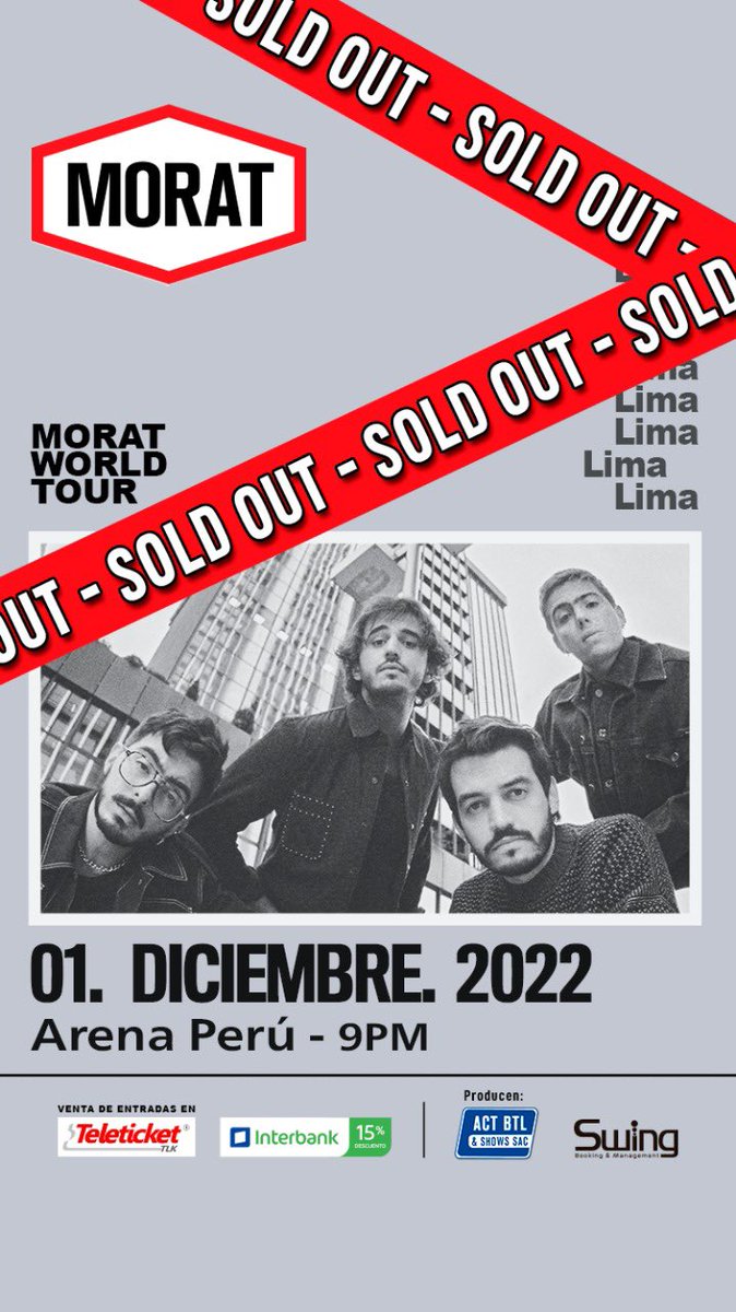 MoratBanda's tweet photo. SOLD OUT de los dos shows en Perú, en menos de 2h 🤯🤯🔥🔥🔥🔥pendientes que se viene algo más👀 https://t.co/am8OaFhQLJ
