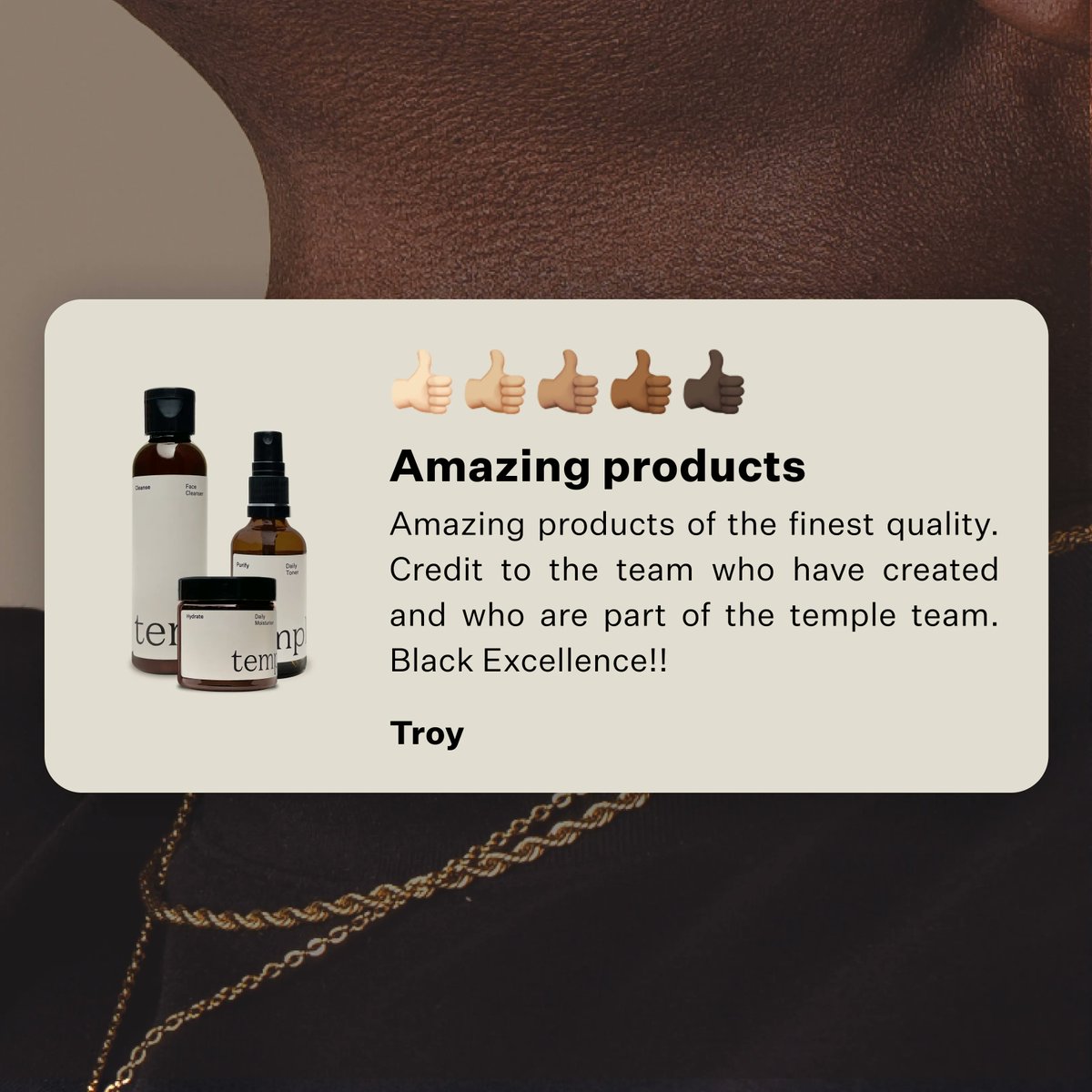 tmpl_care's tweet photo. You are not wrong my guy! 👊🏾

Troy tried our Starter Skincare Set and shared the 🤎!

You can shop and read our journal here: https://t.co/DauFSOo0Da

#selfcareforthemandem #mensskincare #mensgrooming #skincareformen #selfcare https://t.co/PKczKh0ug2