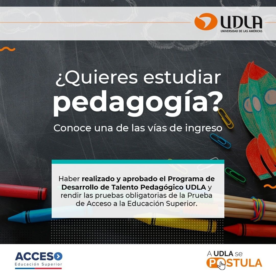 NVillenaO's tweet photo. Posted • @admision.udlachile ¡Postula a la Facultad de Educación🤓!
Conoce una de las tres vías para acceder a las carreras de pedagogía📚. Descubre más acerca de este proceso👨‍💻. 
🔸Accede al siguiente link
https://t.co/RjRQ1zoPDJ
#udlachile #udlaprovidencia #udlasantiagocentro https://t.co/zNaPcwbWok