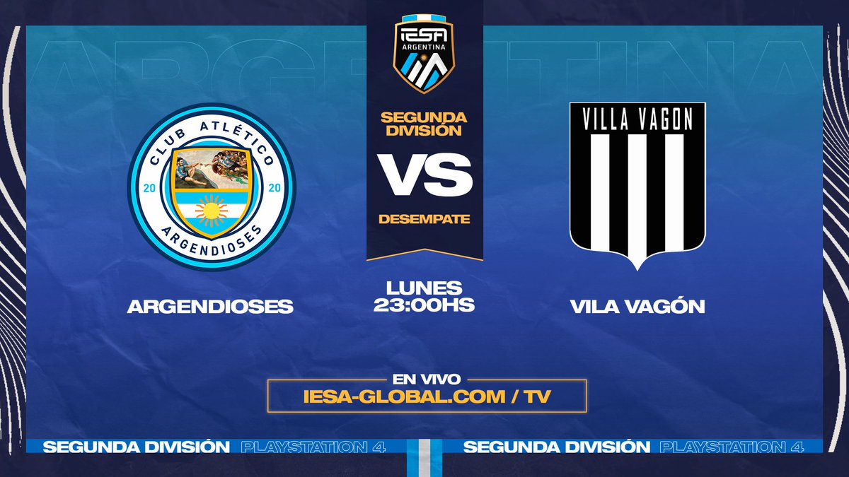 IESAFIFAar's tweet photo. PARA DEFINIR EL CAMPEÓN 🏆

Esta noche tendremos el desempate del Grupo 1 de #IESASegunda. @argendioses y @VillaVagon llegaron con 47 puntos y hoy definirán quien se queda con el grupo.

🕐 23HS
🎙️ @JuanmaViera27 

➡️ https://t.co/zb8nZMZjWh https://t.co/XKDw64l3Xn