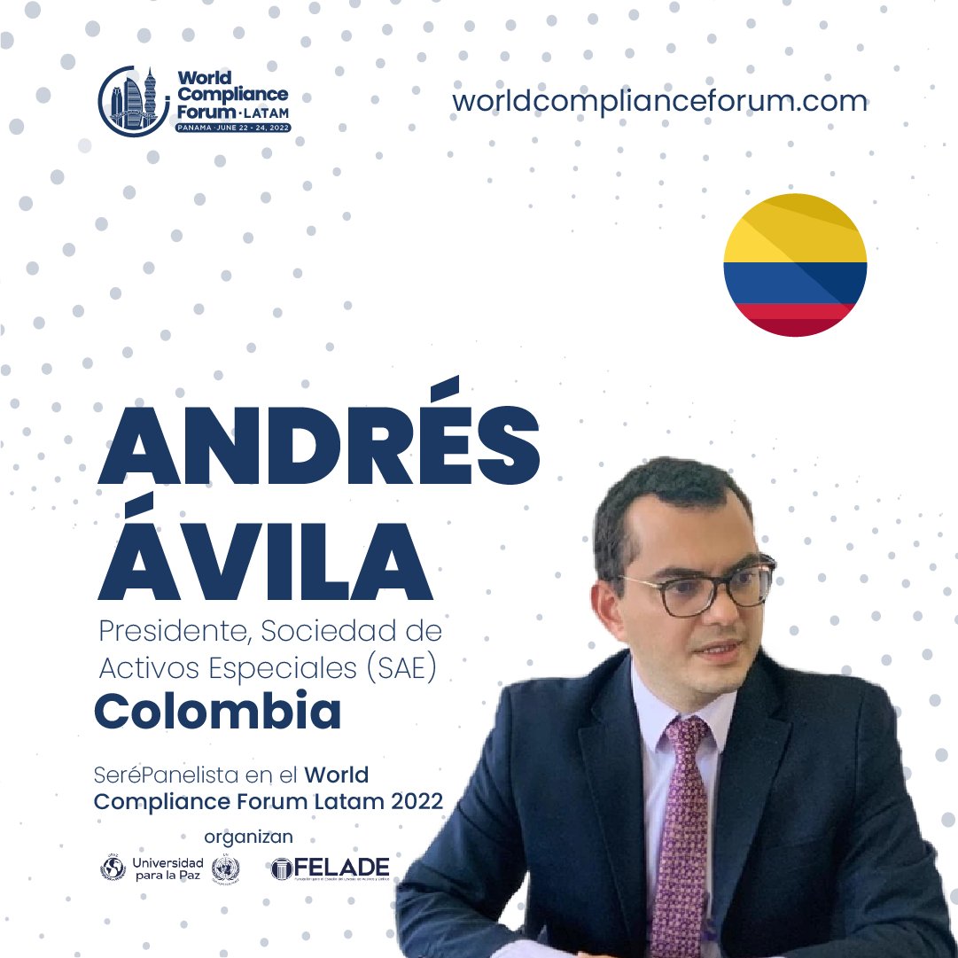 El World Compliance Forum Latam Panamá 2022, del 22 al 24 de junio.
lnkd.in/exNNWYg

Reunirá expertos para dialogar sobre las problemáticas de la región.
 
Panel 3: Extinción de Dominio: Alcance, desafíos y buenas prácticas.