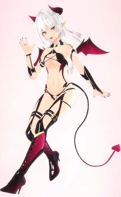 次回作サキュバスの3Dモデルが完成しましたー!🦇
布を減らして、悪魔なのでノーマルマップで皮っぽい質感をつけてみました。
夜にCi-enで詳細をアップします。 