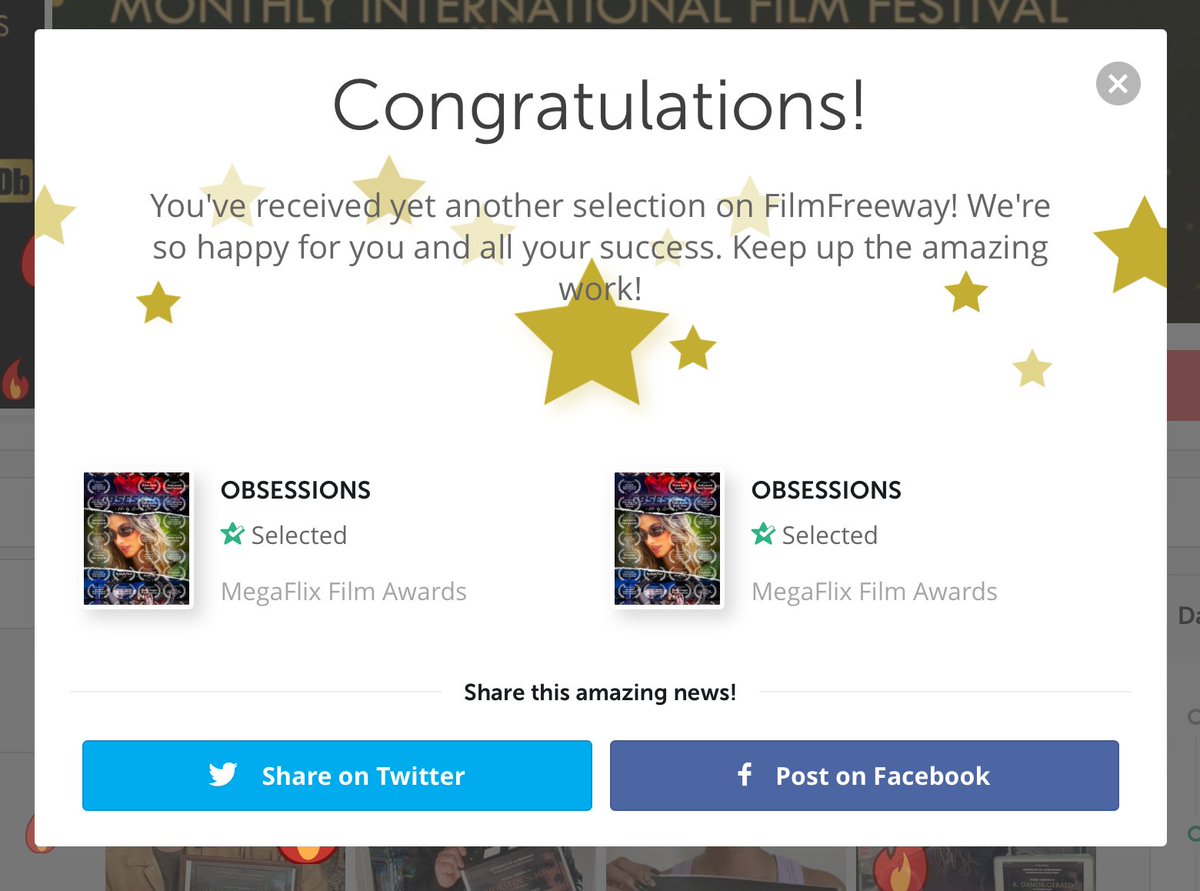 Aash_0005's tweet image. Amazing news! OBSESSIONS  was just selected by MegaFlix Film Awards via FilmFreeway.com! Starring @OlgaSafari @dre_fig