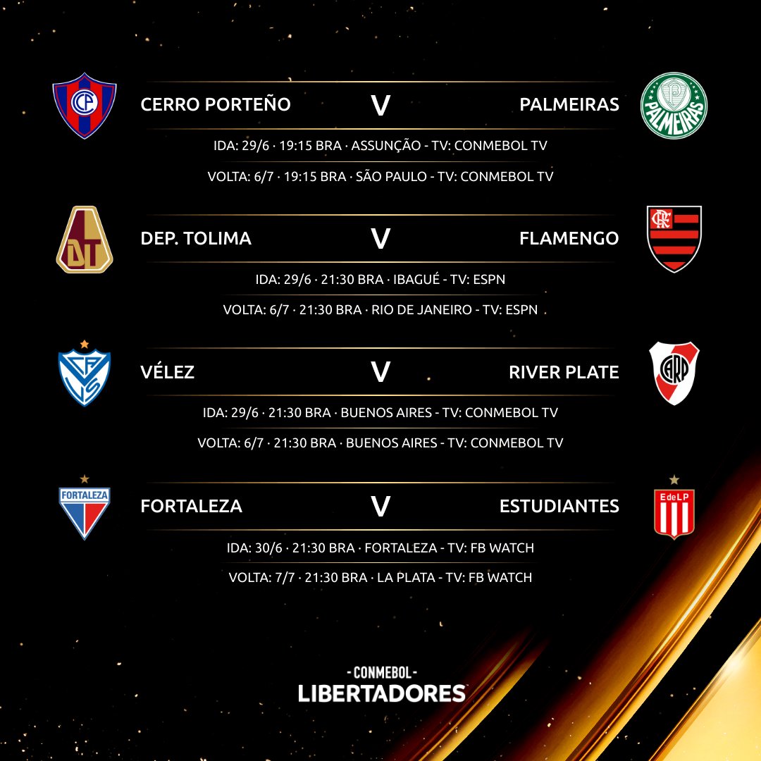 Confira as datas dos jogos das oitavas de final da Libertadores