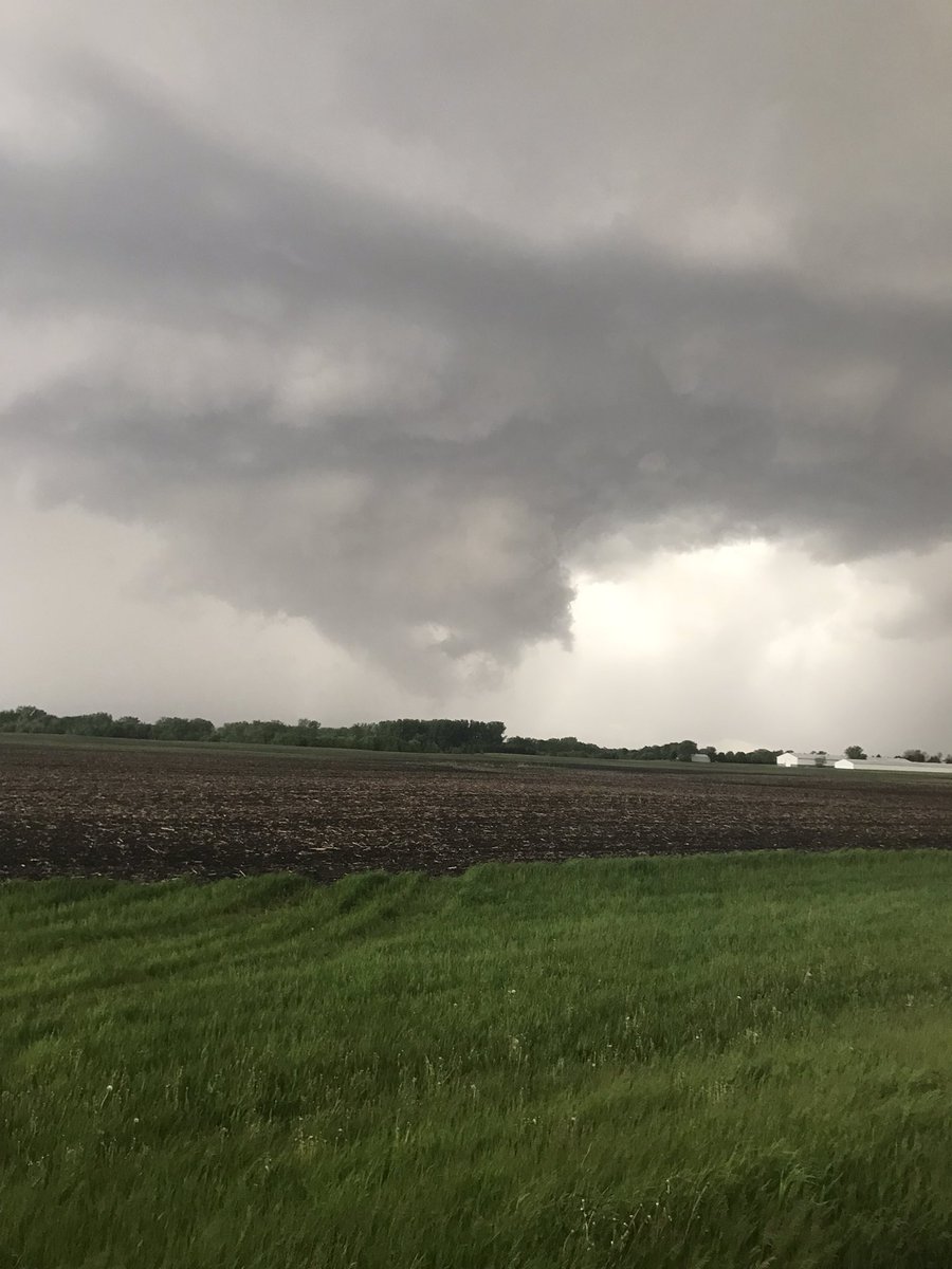 What was a definite wall cloud east of Lester Prairie, MN at 6:19 PM. A tornado may have been in the ground behind the rain curtains. Had to run right after as it was moving at 75 mph towards us. <a href="/CowsWx/">Flying Cows Wx</a> <a href="/MetCrewChasers/">Met Crew Chasers</a> @SWMN_SportsGuy <a href="/ReedTimmerAccu/">Reed Timmer (parody)</a>