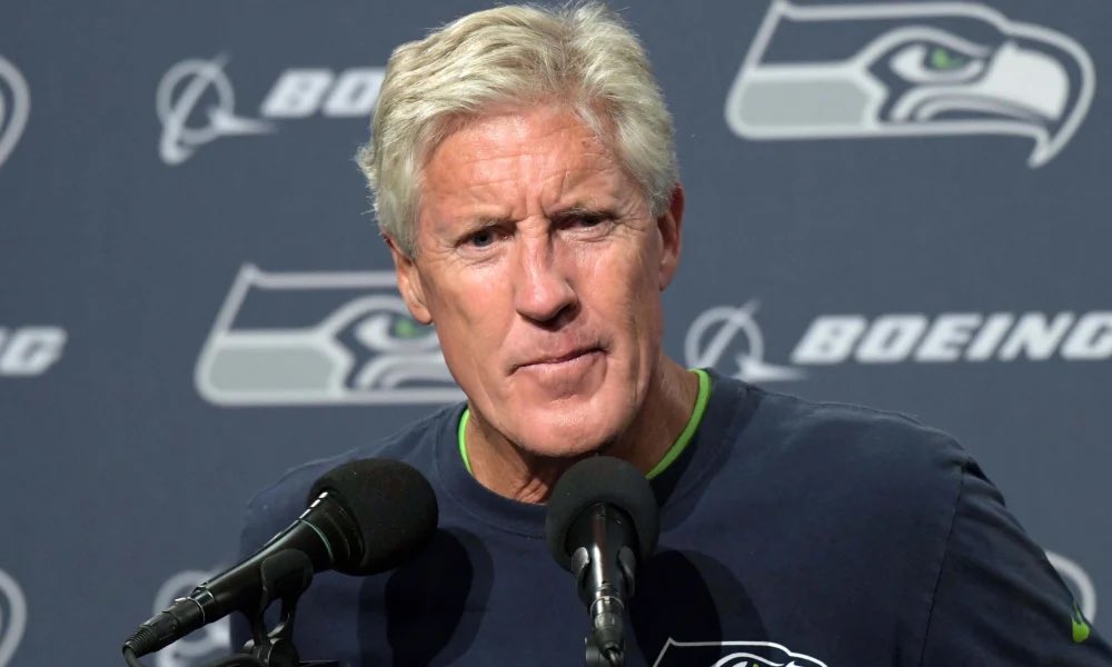 AML_Seahawks's tweet photo. The day after a tough loss against the colts …… 
Reporter : Morning Pete Carroll, how did this loss affect you and the team ? As well what are your thoughts on Drew Locks Performance this past game ? https://t.co/mK6vIwexDs