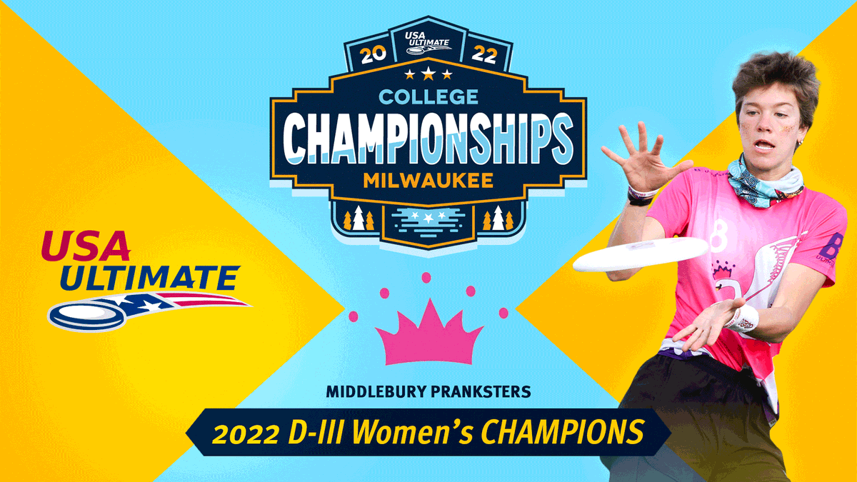 USAUltimate's tweet photo. Meet the new boss.
Same as the old boss.

Congrats again to the 2022 #USAUltimate College Champions!

D-III Men: @OCtimate 
D-III Women: @MiddPranksterz 
D-I Men: @UNC_Pleiades  
D-I Women: @UNC_Darkside  

#USAUCollegeChamps https://t.co/8LLYC5cD1V