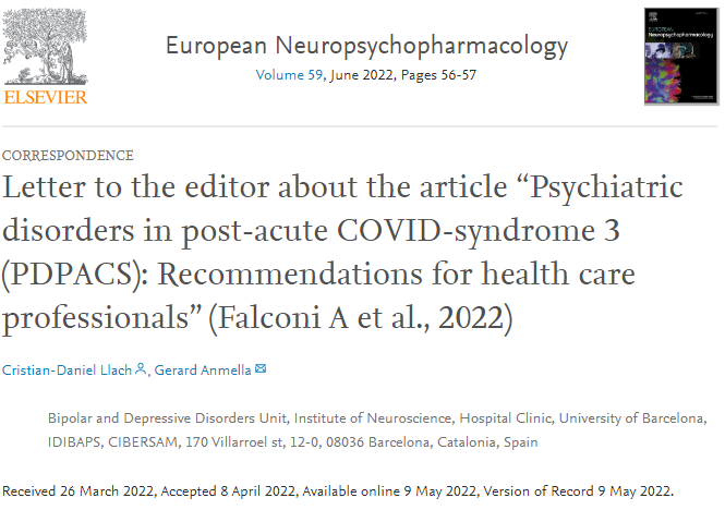 CaicedoLab's tweet photo. We need a consensus on how to manage Post-acute COVID-19 syndrome. It's great to share our recommendations and correspondence with Anmella and Llach in Euro Neuropsychopharmacology. 
The time to act is now! @USFQ_Ecuador 
👉🆕
https://t.co/TJdOVHmSTC
https://t.co/QYVSZFprOt https://t.co/Lt1jw0mzw2