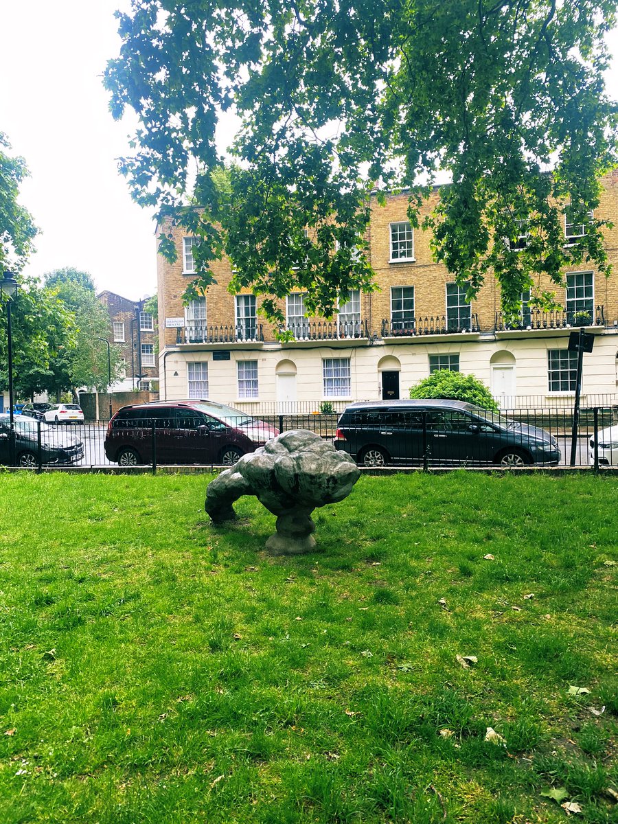 A brief soggy visit to London with <a href="/LibbyHolmes98/">Libby (also Elizabeth)</a> today. Fab discussions and new ideas, followed by a walk to dinner with statues that look like proteins…