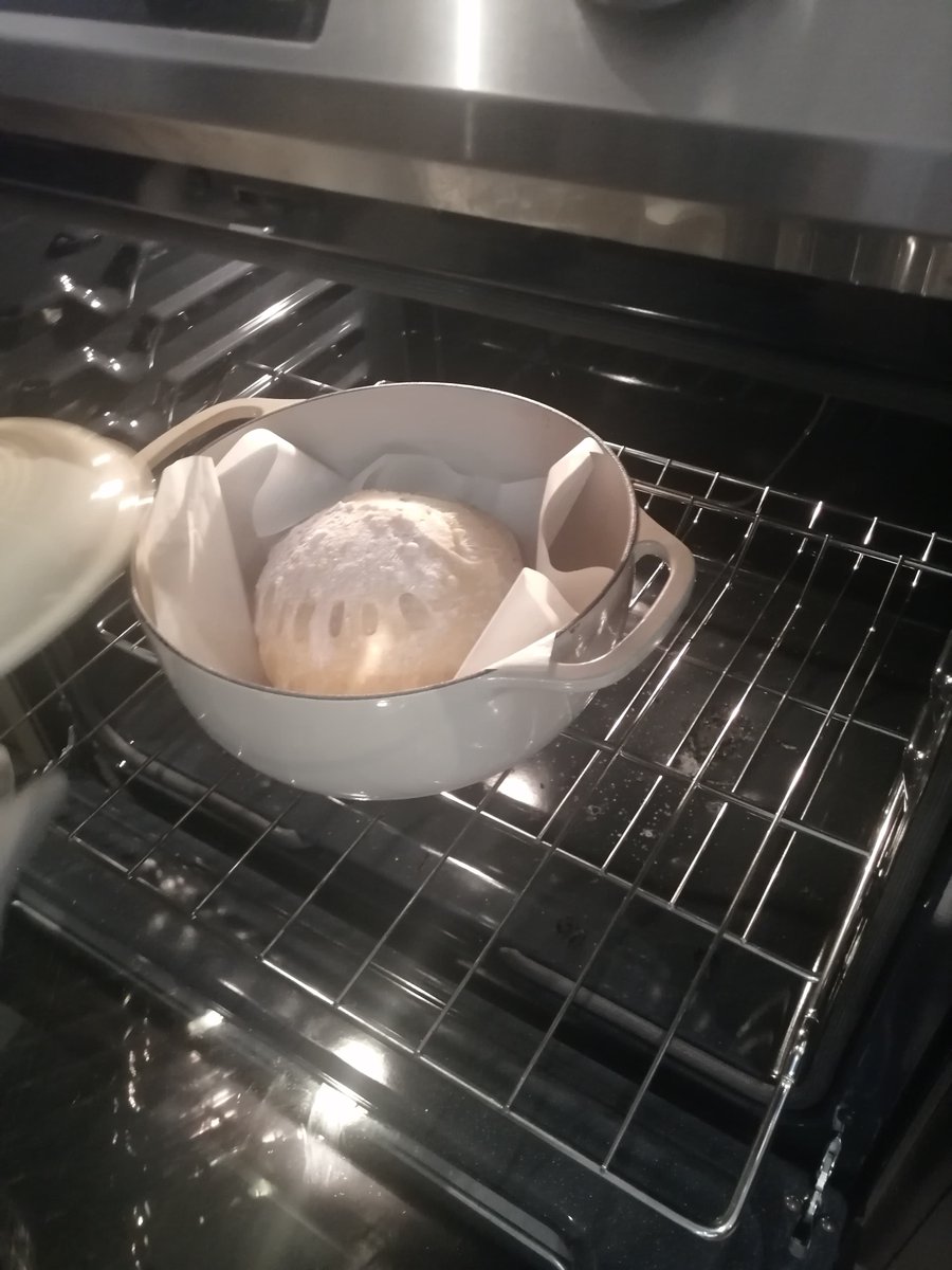 AlisonDikland's tweet photo. @LearnConnectSLC This is how the bread looks after baking for 30 minutes (with lid on) - remove the lid and bake for another 10 - 15 minutes. #LCCSLC #BreadALoveStory https://t.co/UrKk72H5oE