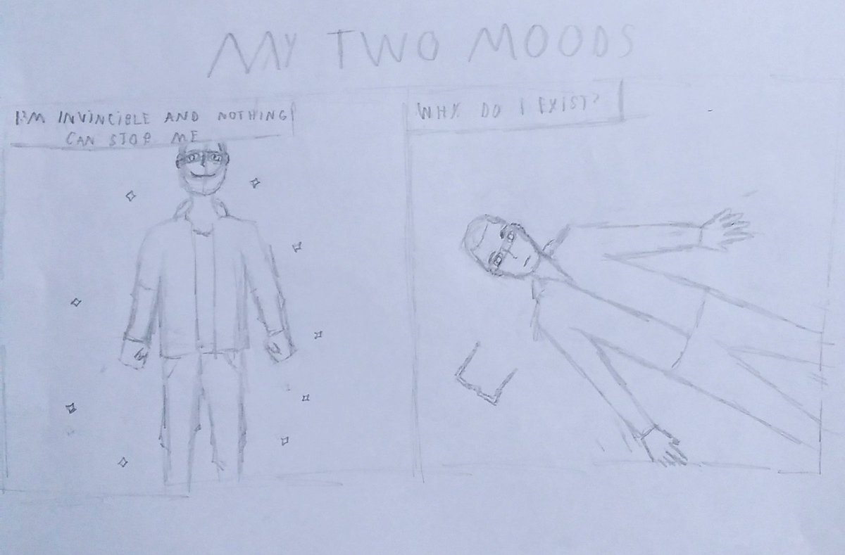 ObssessiveAshy's tweet photo. Sketch of a comic

#art #drawing #traditionalart #sketch #anxiety #despression #comic #sadcomic #illustration https://t.co/YrvjKRkUNN