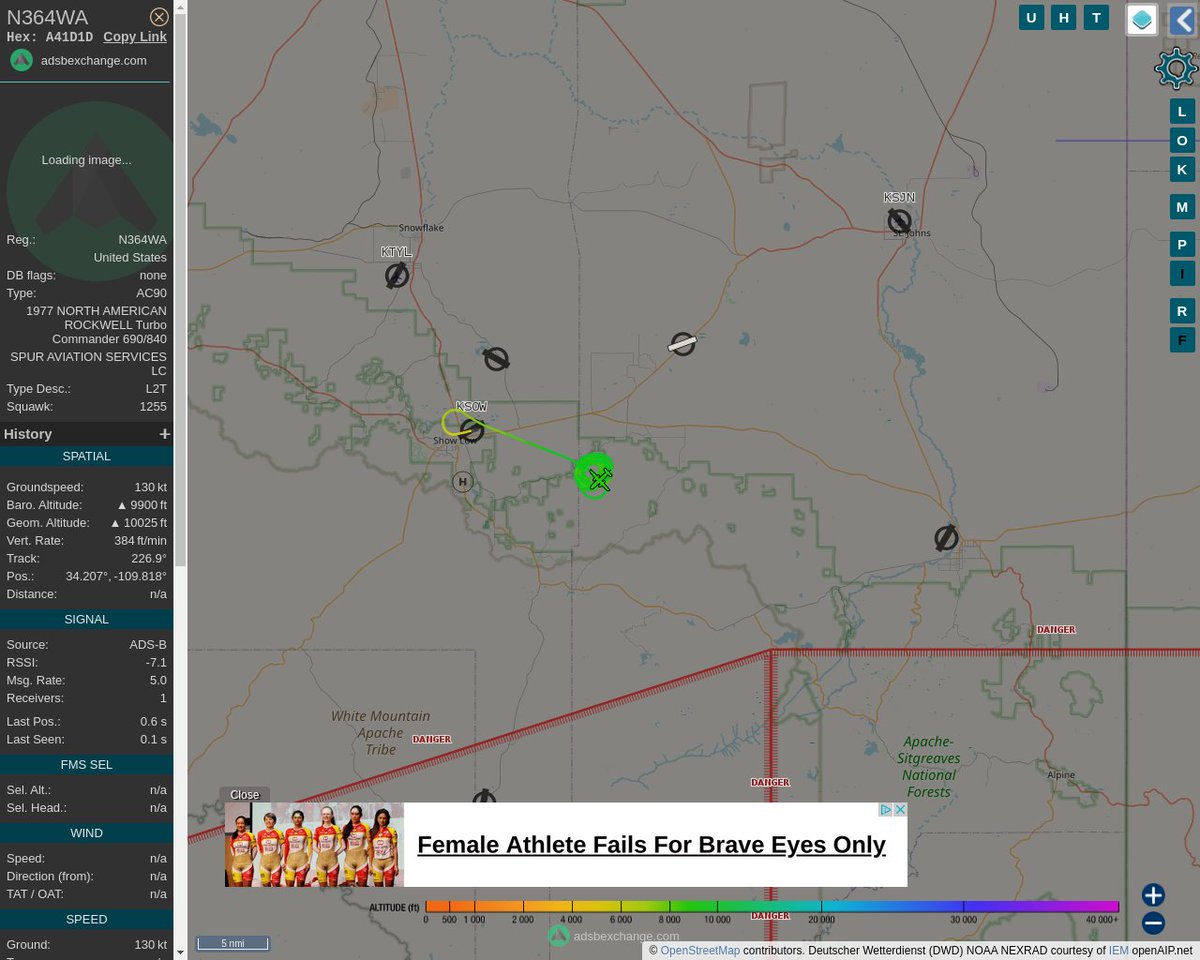 MULTI ADSBX CIRCLING ALERT : At time Mon May 30 21:09:15 2022 #N364WA   was likely to be circling at FL100 9nm from SOW Show_Low_NDB_US
 near Marshall Mtn Fire Road, Apache County, Arizona, Un #AvGeek #ADSB https://t.co/KxFHvylStZ https://t.co/frNpXCwvRC