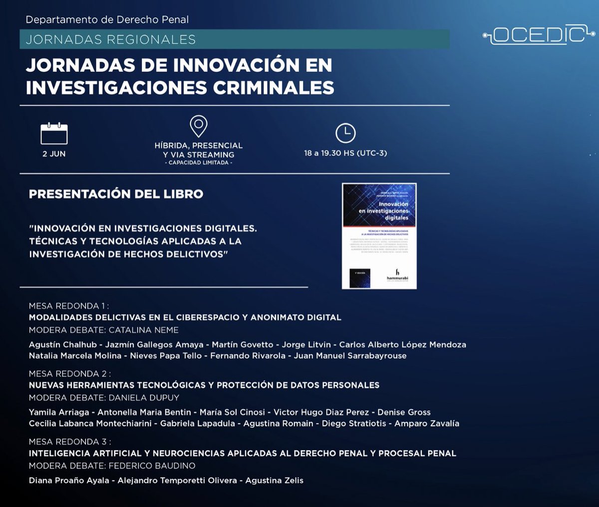 OCEDIC (@ocedic) on Twitter photo 📣 No te pierdas esta nueva actividad de #OCEDIC
Presentamos el Libro “Innovación en investigaciones digitales” dirigido por <a href="/danydupuyok/">Daniela Dupuy</a> y coord. por Federico Baudino.
Diferentes expertos debatirán acerca de temas de vanguardia escritos en la obra❗️
👉🏻 bit.ly/3lDj3jT 📣 No te pierdas esta nueva actividad de #OCEDIC
Presentamos el Libro “Innovación en investigaciones digitales” dirigido por <a href="/danydupuyok/">Daniela Dupuy</a> y coord. por Federico Baudino.
Diferentes expertos debatirán acerca de temas de vanguardia escritos en la obra❗️
👉🏻 bit.ly/3lDj3jT