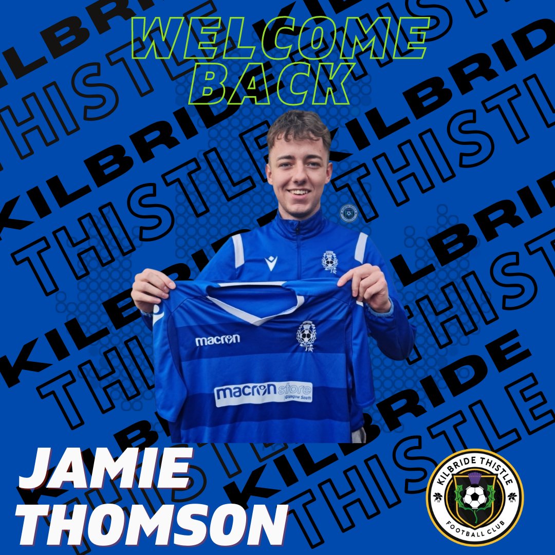 KilbrideThistle's tweet photo. ⚡JAMIE THOMSON⚡

Position:LW

The club would like to announce Jamie Thomson has signed for the upcoming season.

Jamie played with Ardeer U20 before joining the club and impressed during last season.

Welcome back big handsome!!! https://t.co/02EaKXKuXs