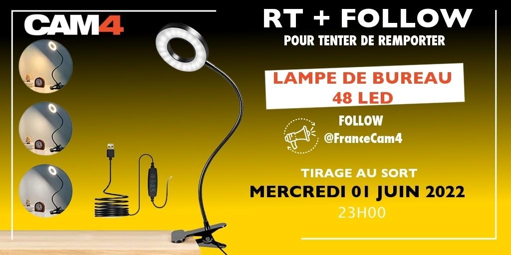 🎁 JOUE ET GAGNE 
#Jeu #Concours

💡Une Lampe de bureau 48 LED  flexible 360°

Pour tenter ta chance :
🔸 RT ce tweet
🔸 FOLLOW 
<a href="/FranceCam4/">CAM4 🇫🇷 18+ Contenu NSFW pour les intimes</a>

🏁 TAS  01/06 à 23H00 🍀
#JeuConcours #Jouegagne #jeux #CAM4