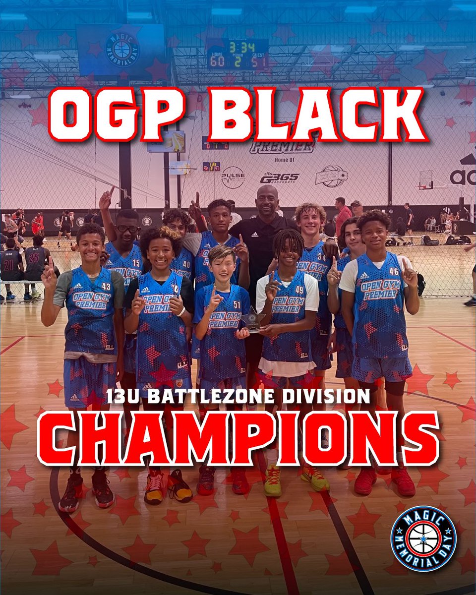 Congratulations to our 13u BattleZONE division champions, Open Gym Premier Black! #MMD2022