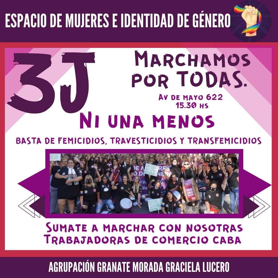 ¡Este 3J súmate a marchar con nosotras !  #NiUnaMenos  nos concentramos a las 15:30 en avenida de mayo 622 💪💪❤️ 💜