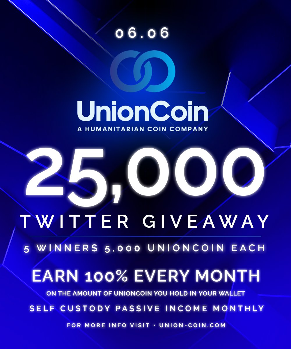 #UnionCoin 25K Giveaway ♾

Rules to Enter 🧐

♾ Follow <a href="/UnionCoinXRPL/">UNION 💙 COIN</a>
♾ Follow @LoveCoinXRP 
♾ Retweet Post
♾ Tag Friends

Earn 100% 1:1 on your holdings!
Rewards begin June 1st!

5 Winners Win 5,000 #UnionCoin each!

06.06 ⏳

Visit Us
Union-Coin.com 🤝✅💙