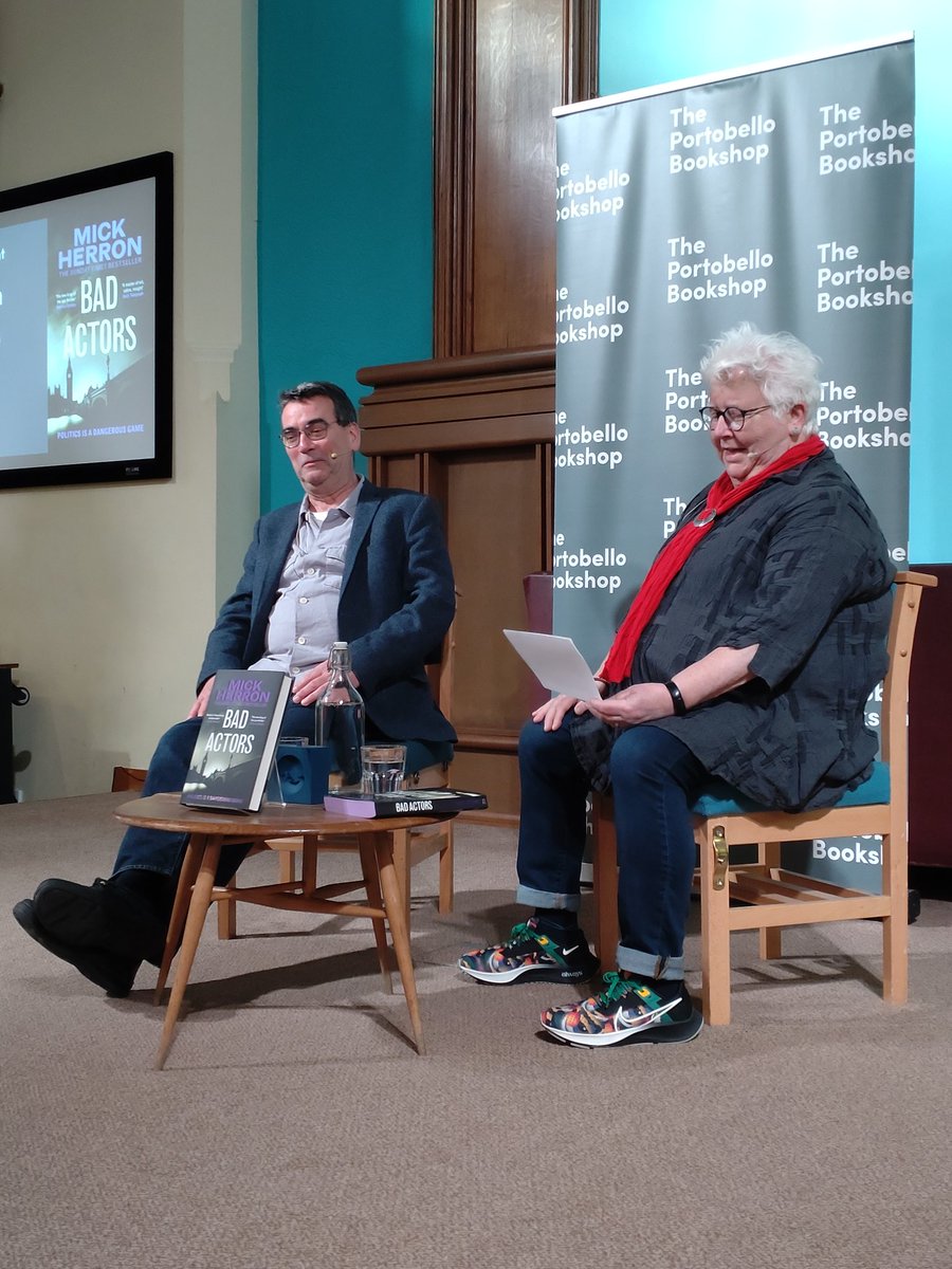 Fab evening listening to #MickHerron being lightly grilled by @valmcdermid for @PortyBooks - you're in for a treat if you haven't read the Slough House series, do wrap your eyeballs around them! #books #CrimeFiction