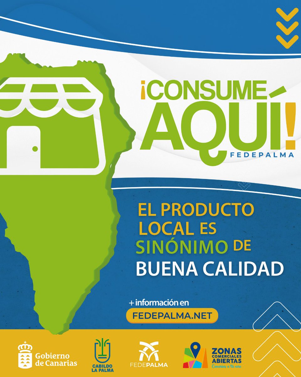 fedepalma_lp's tweet photo. 🛍️Nuestra campaña de dinamización comercial "Consume Aquí" apuesta por los productos de buena calidad de la Isla.
#FEDEPALMA #coemta #consumeaquí #ZCAdeCanarias #empresaslapalma #serviciocanariodeempleo https://t.co/yI0XYPWXxb