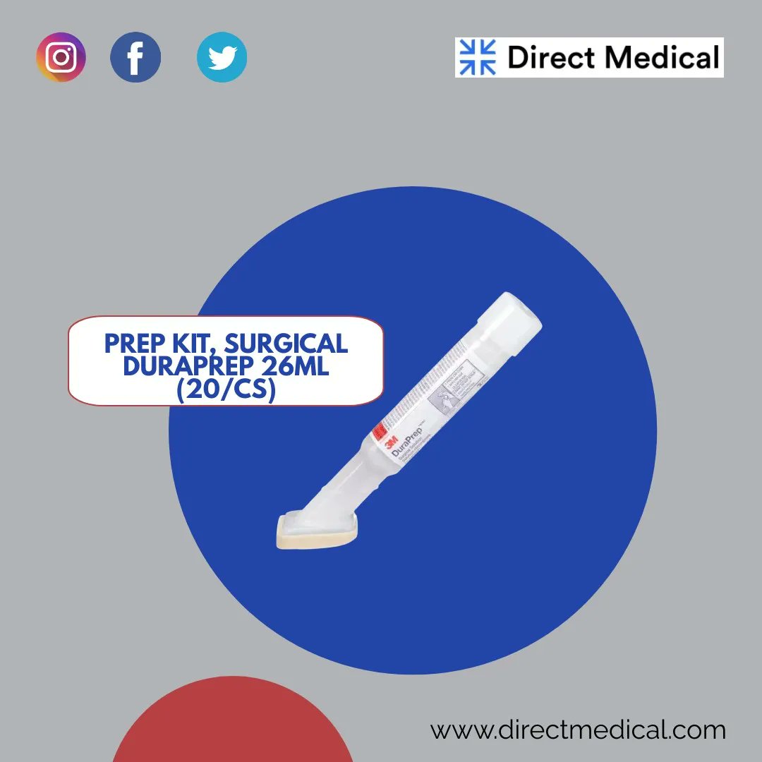 3M™ Duraprep™ surgical solution comes in a convenient applicator for quick, efficient skin coverage.
Offers both rapid bacterial kill and long lasting antimicrobial persistence .
#PREPKITSURGICALDURAPREP #SkinPrepSolution3MDuraPrep #PREPKIT #SURGICALDURAPREP #3MTMDuraPrep
