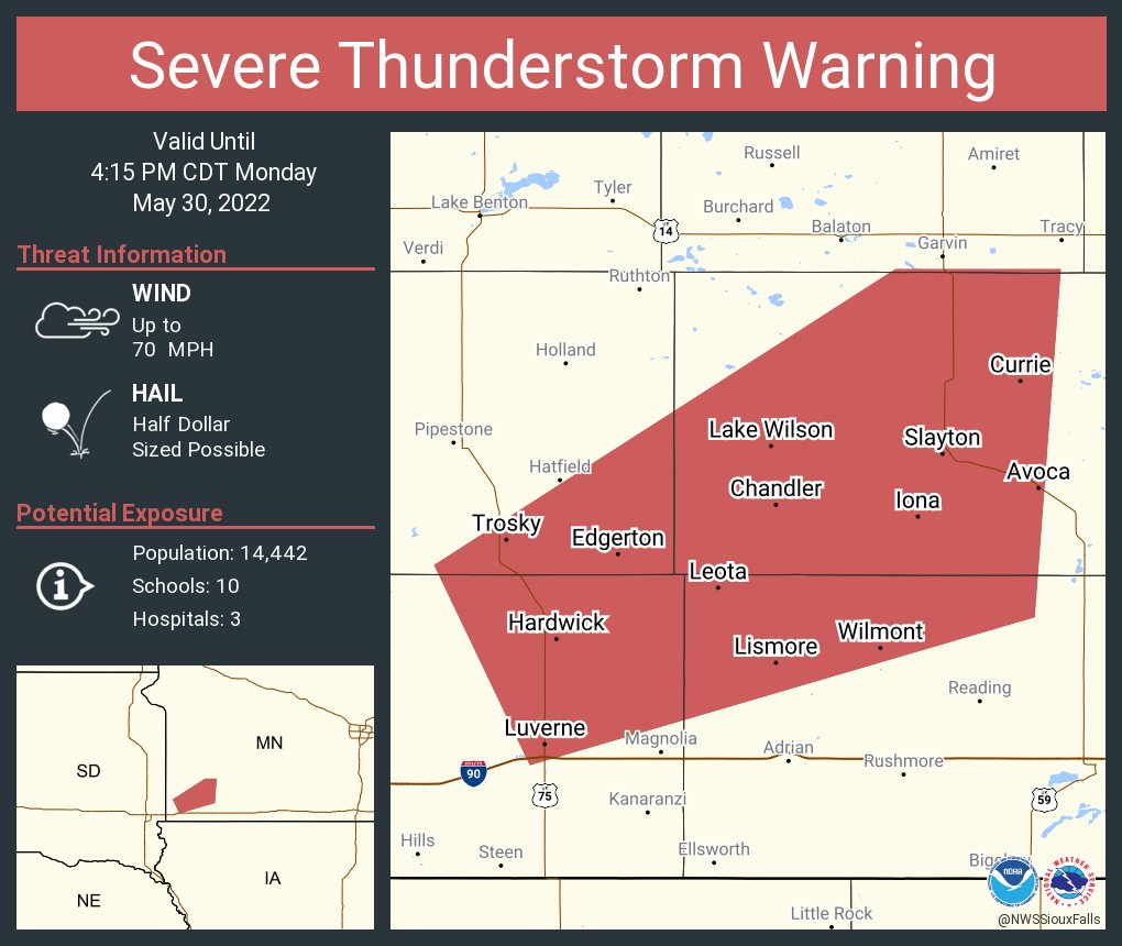 NWS Sioux Falls on Twitter "Severe Thunderstorm Warning continues for