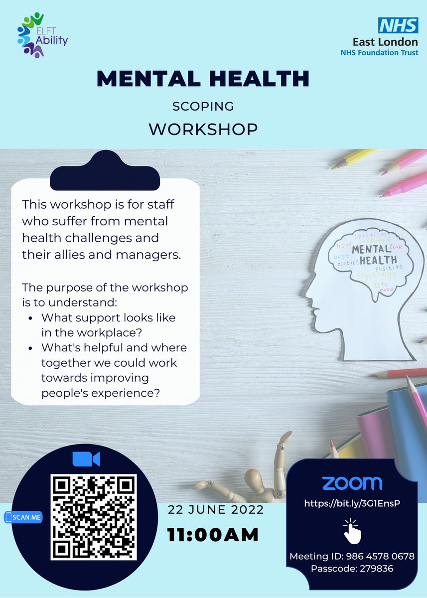 Join us on 22nd June for mental health scoping workshop on Zoom at 11am for <a href="/NHS_ELFT/">East London NHS Foundation Trust (ELFT)</a> <a href="/matt_toitei/">Toitei Kurima - Quality Improvement Lead - NHS</a> <a href="/_ClaireMckenna/">Claire McKenna</a> <a href="/PisaneschiLaura/">Laura pisaneschi</a> <a href="/MohitVenkataram/">Dr Mohit Venkataram</a> <a href="/ELFTAbility/">ELFT Ability 💙</a>