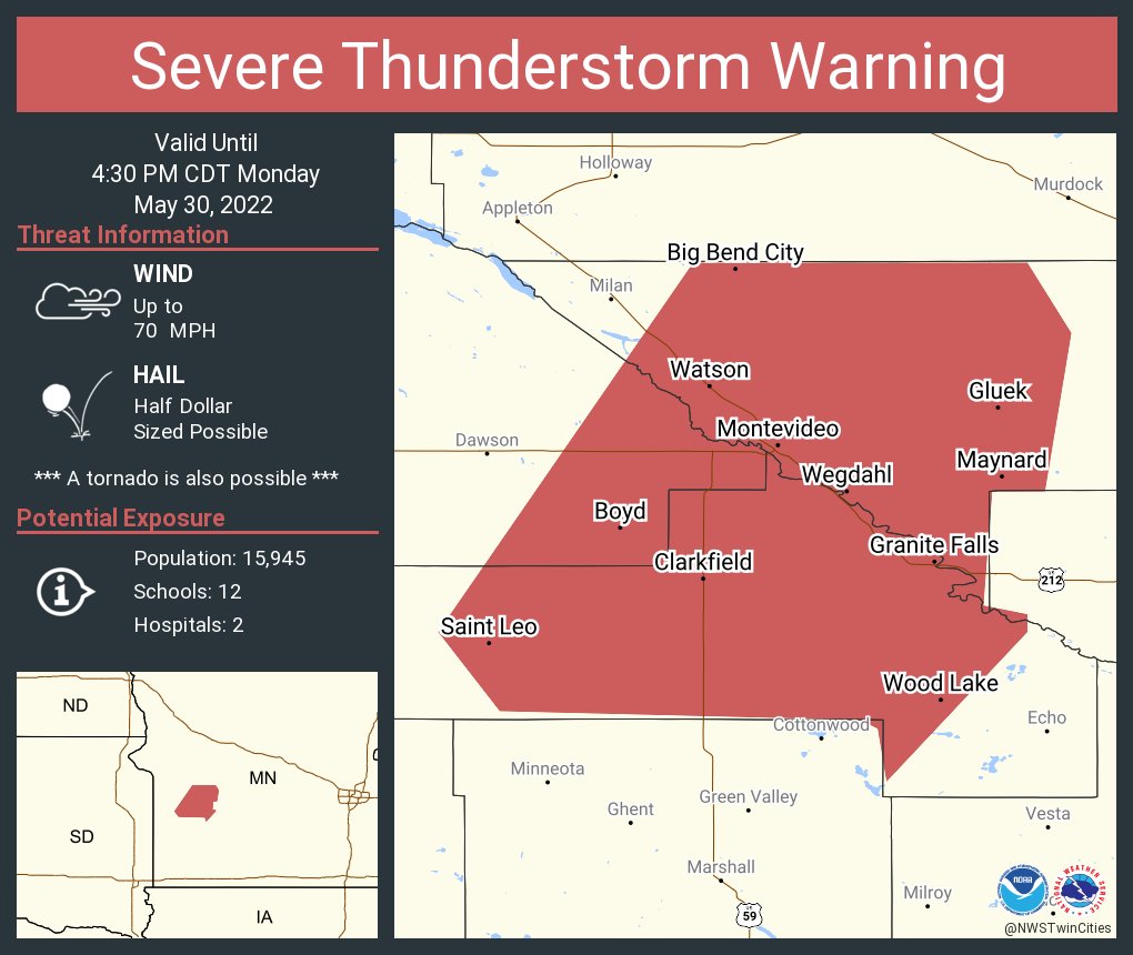 NWS Twin Cities on Twitter "Severe Thunderstorm Warning including