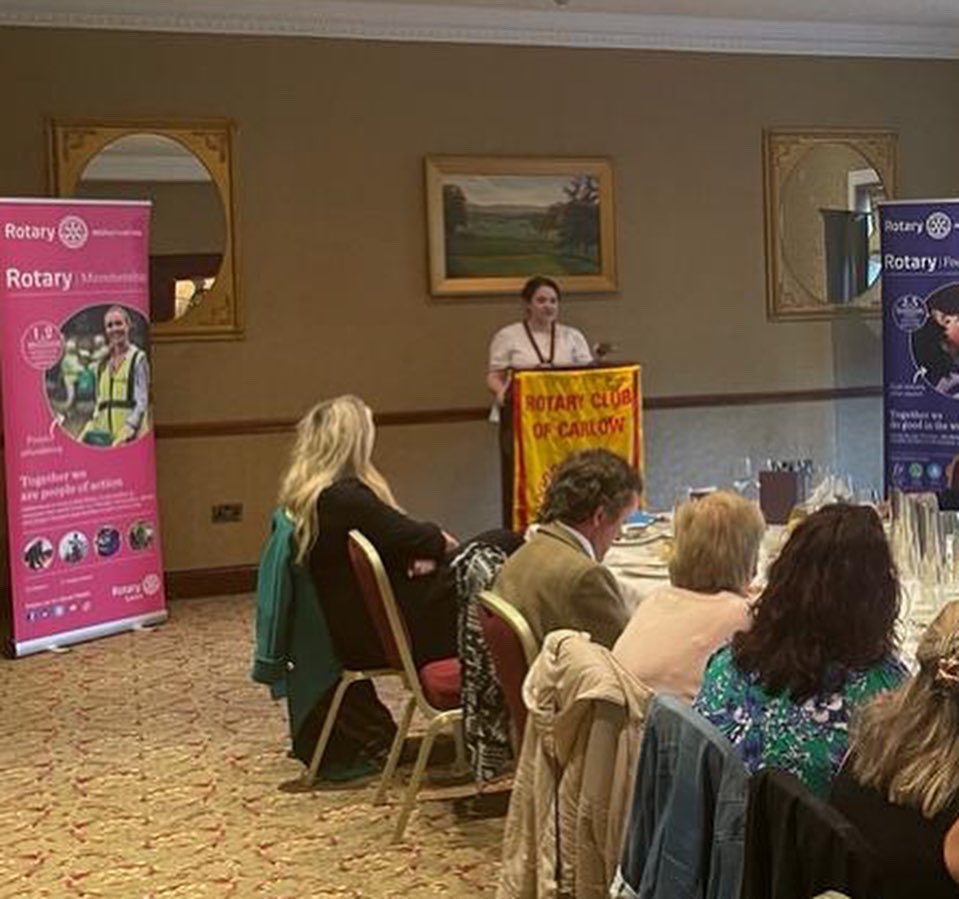 CarlowRotary's tweet photo. A great night was had by all listening to Incoming President @Janbon’s plans for the coming year and meeting our incoming Assistant District Governor Peter Robinson. Looking forward to a great year to come! @rotarygbi #rotary https://t.co/6yHm8ExNkO