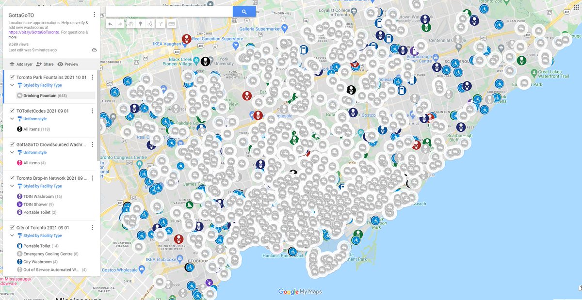 GottaGoToronto's tweet photo. @cityoftoronto We've mapped all of the Toronto water fountains that we are aware of. If you locate a water fountain or city park washroom that is not operational, we recommend contacting @311Toronto https://t.co/aBat0tX1iv https://t.co/KvMthVfWEr