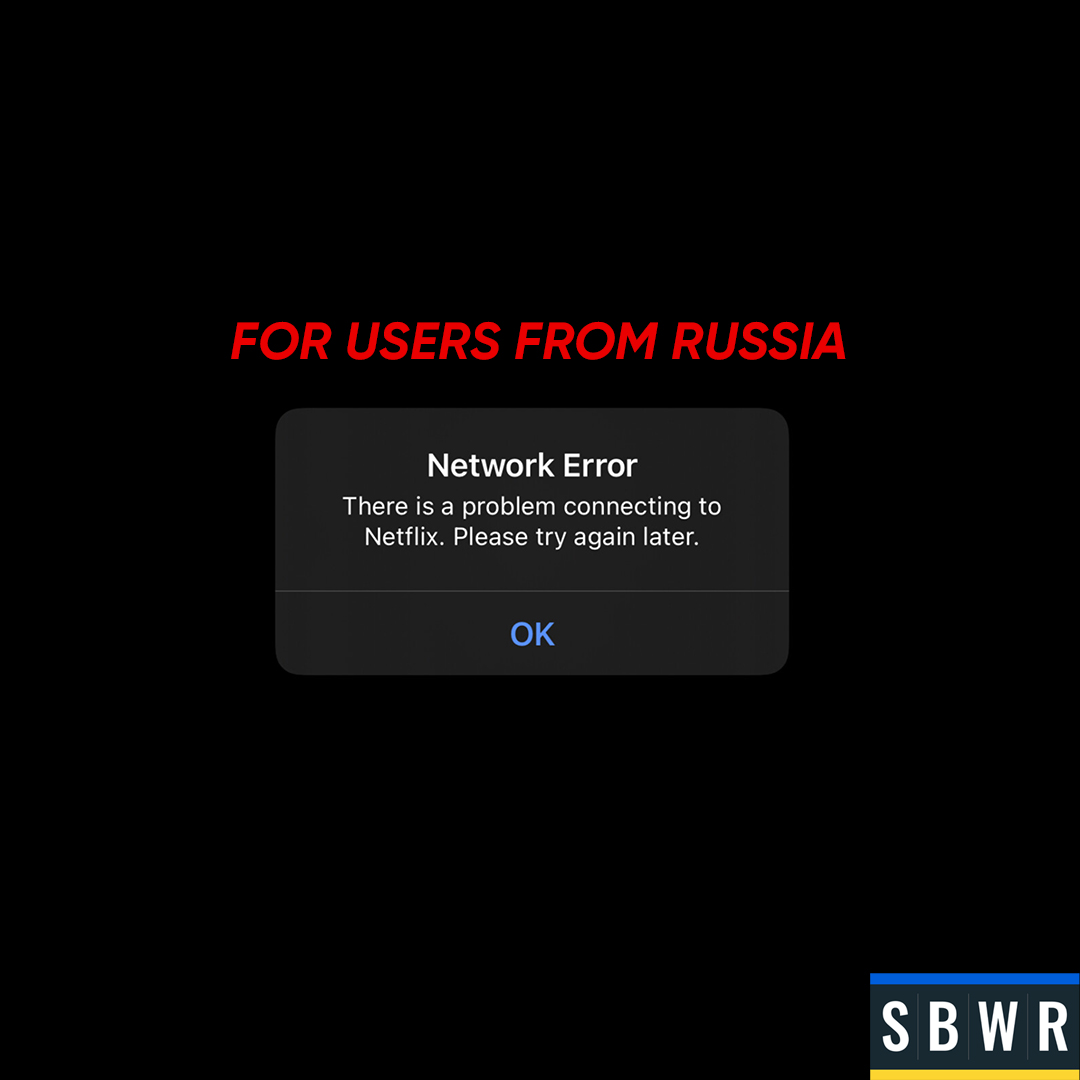 SBWR2022's tweet photo. Earlier this week, the streaming service had announced that it would pause all future projects and acquisitions from Russia, joining a growing list of companies that have cut ties with the country.
#stopbusinesswithrussia #netflix #standwithukraine #sanctions #stopthewar https://t.co/Rmk3MYoTfE