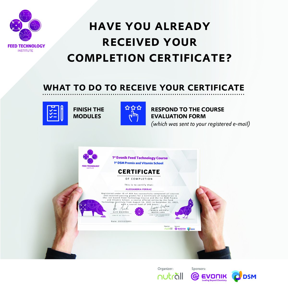 InstituteFeed's tweet photo. Não sabe como obter o certificado?

Acompanhe o nosso post!
#feedtechnologyinstitute #nutriçãoanimal #curso #proteínaAnimal #Tecnologia #cadeiaprodutiva #avicultura #suinocultura #produção #animalnutrition #course #animalprotein #knowledge #technology #poultry #swine #production https://t.co/PYKwW4Nofk