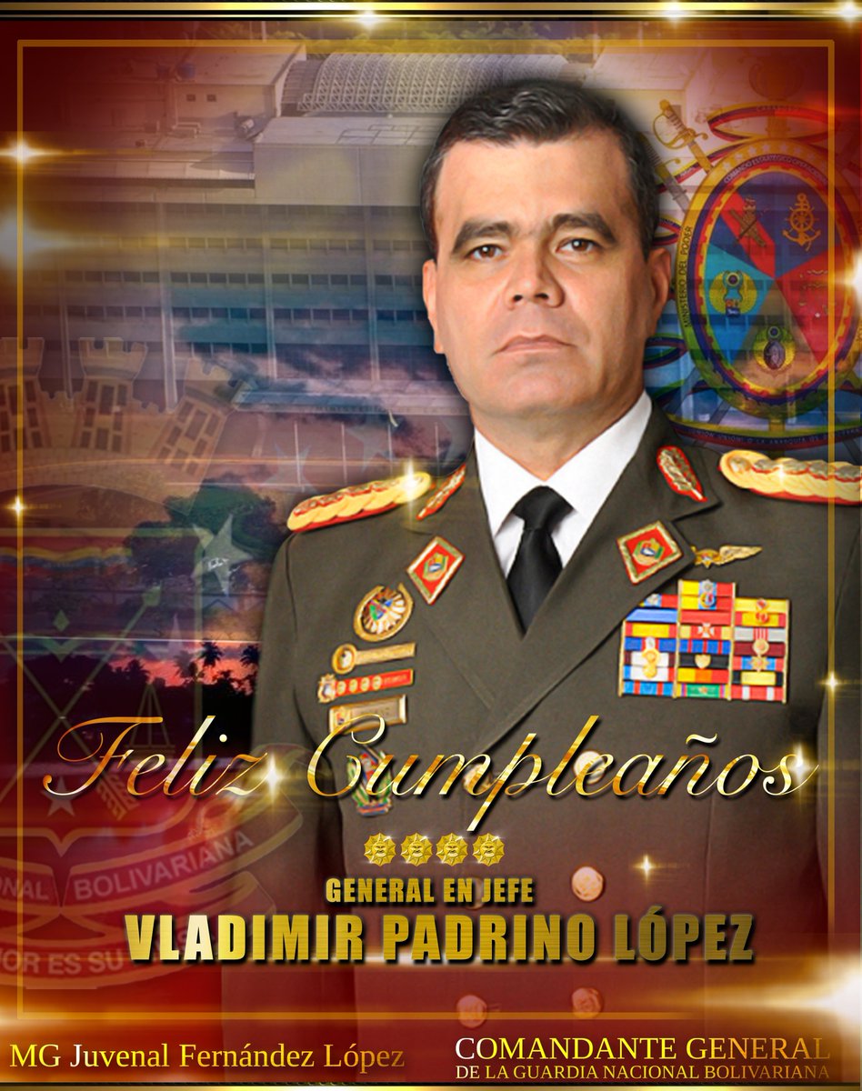 Hoy con gran honor felicito en su cumpleaños a mi GJ .<a href="/vladimirpadrino/">Vladimir Padrino L.</a> Soldado Patriota y Revolucionario sin límites, un líder inquebrantable de la FANB, fiel al legado de Bolívar y Chávez! 
Un hombre leal a su Patria y a su Pueblo...
#FelizCumpleañosMiGJPadrino