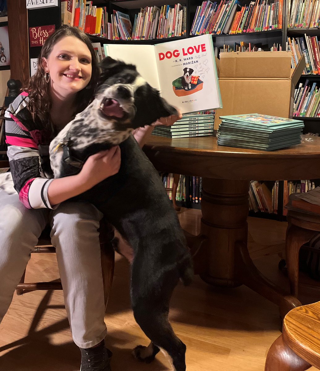 KRWard7's tweet photo. Junior and I are so EXCITED to tell you that MY BOOKS HAVE ARRIVED! You can now order a SIGNED copy my darling picture book, Dog Love, before they hit the shelves in August! 
Please visit: https://t.co/tuVLlUYqcp
#PictureBooks #DogBooks #ChildrensBooks https://t.co/xpyB2bTCHY