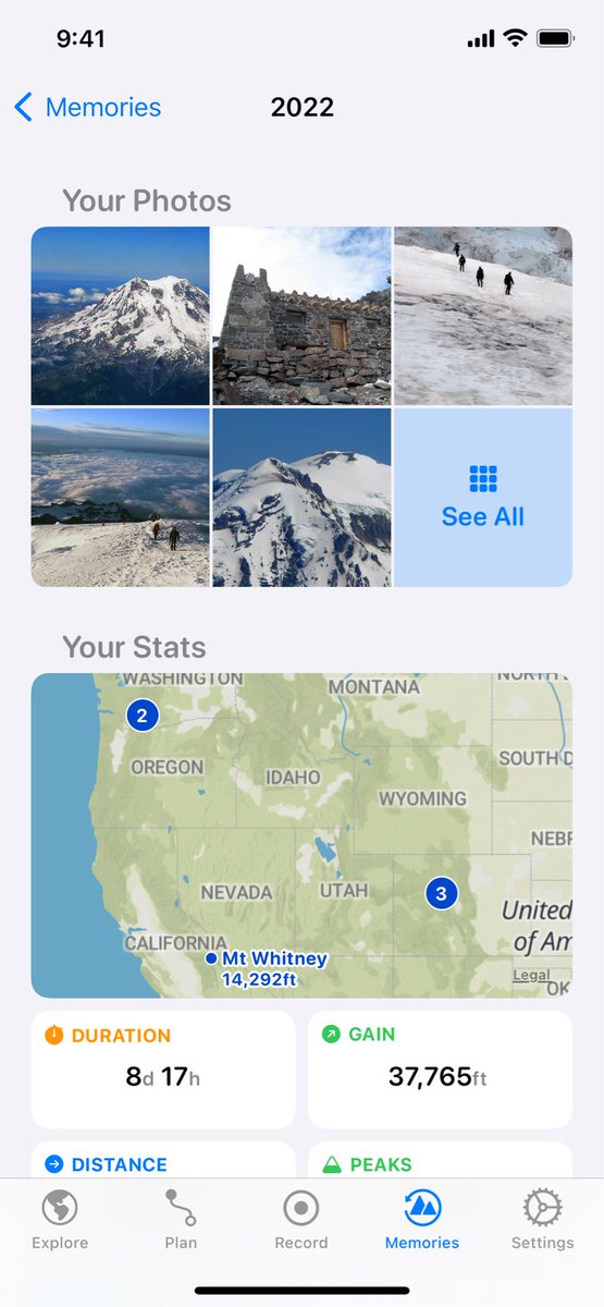 landscape_app's tweet photo. There’s also lifetime and year by year stat totals. What’s your total elevation gain, distance, peaks bagged,…? https://t.co/dmtk40LQ9o