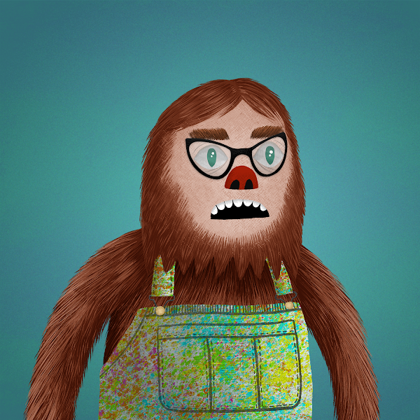 nftashina's tweet photo. Just added this Bigfoot from @cryptomonsterlb to my collection. The overalls kill me. #cryptomonsterlab #cryptozoolgy https://t.co/ezeLL9PHqL