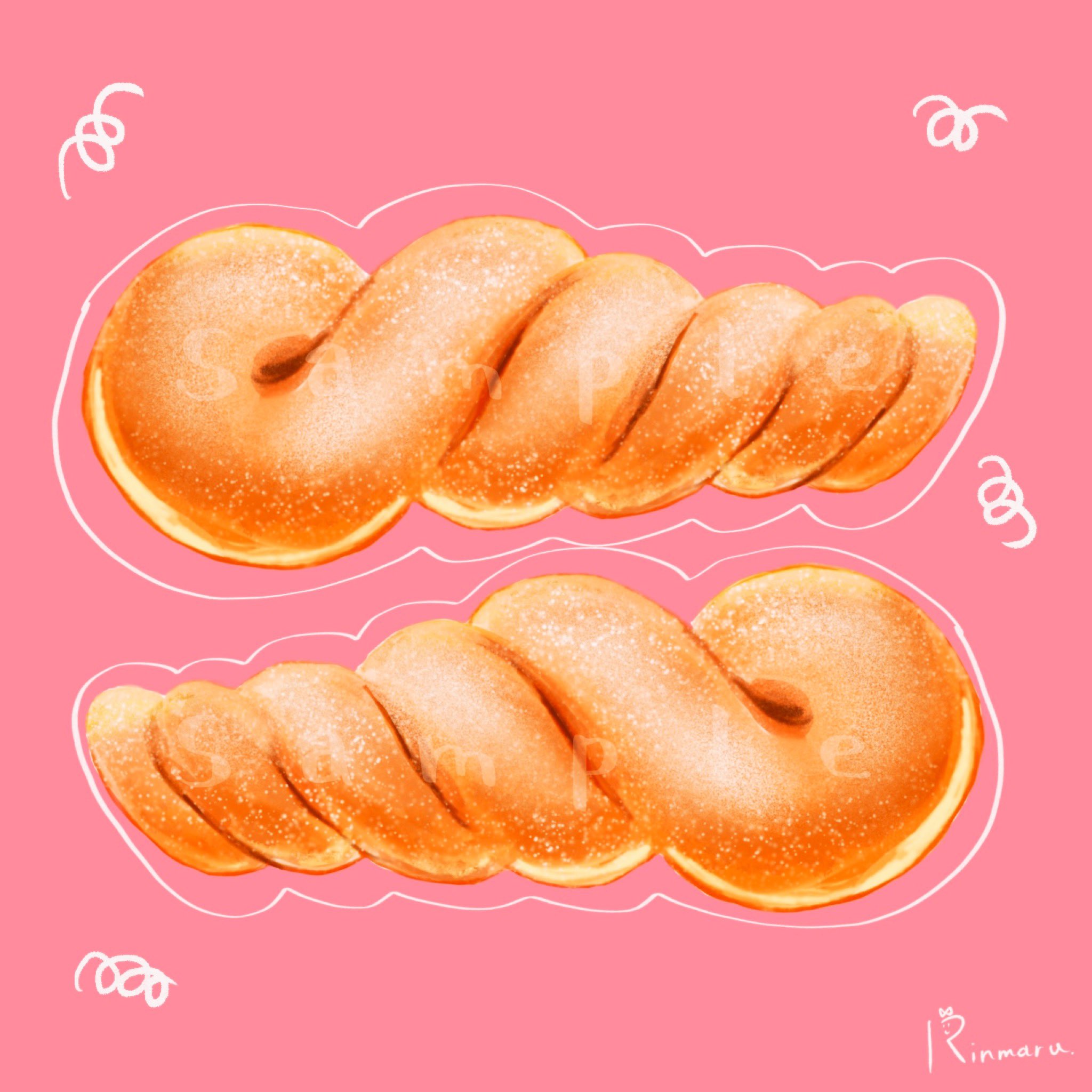 りんまる オーダー受付中 ツイストドーナツは無敵 食べ物イラスト ストックイラスト パンイラスト T Co Xbsecok2xb Twitter