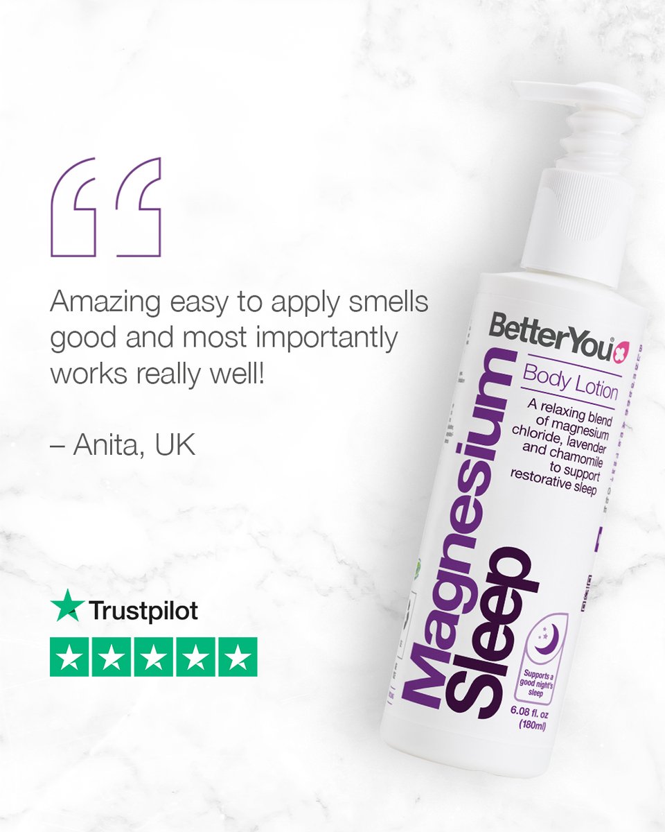 Struggling to #sleep? 👀

Our Magnesium Sleep Lotion combines the natural mineral #magnesium to relax the body, with essential oils lavender and chamomile to relax the mind. All in a soothing lotion to leave you feeling 😴 and hydrated.
bit.ly/3wXw7qW

#naturalsleep